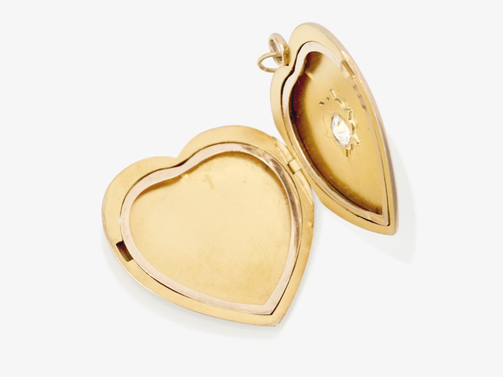 Herzförmiges Medaillon mit Altschliffbrillant - Bild 3 aus 3