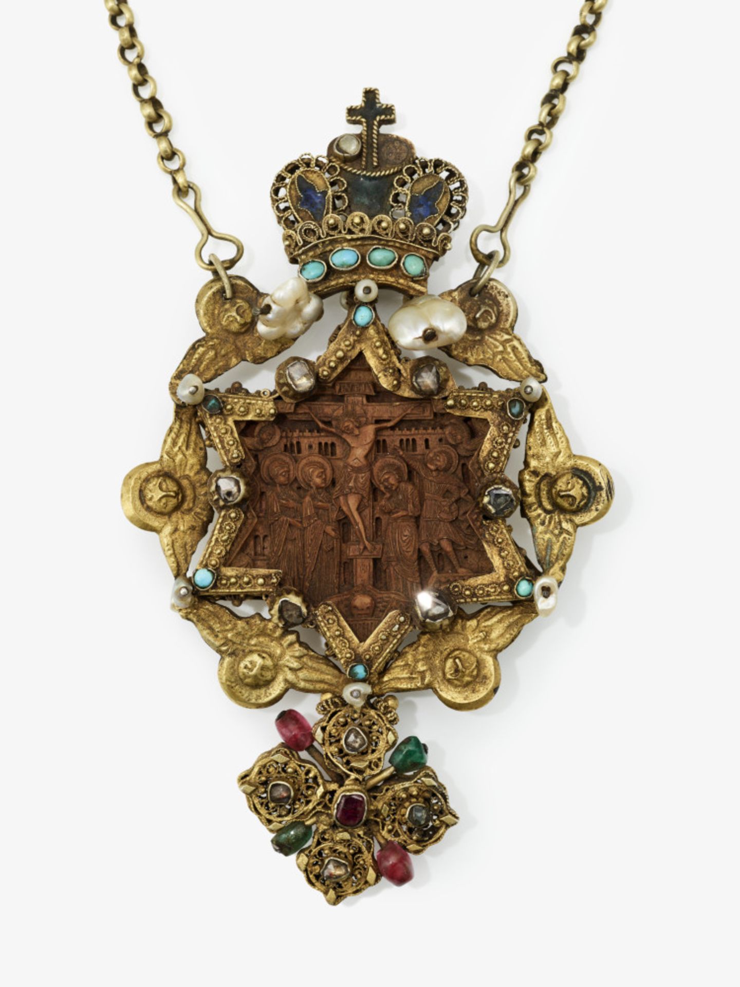 A pectoral pendant with necklace - Carving: probably Berg Athos, 18th century  - Image 3 of 7