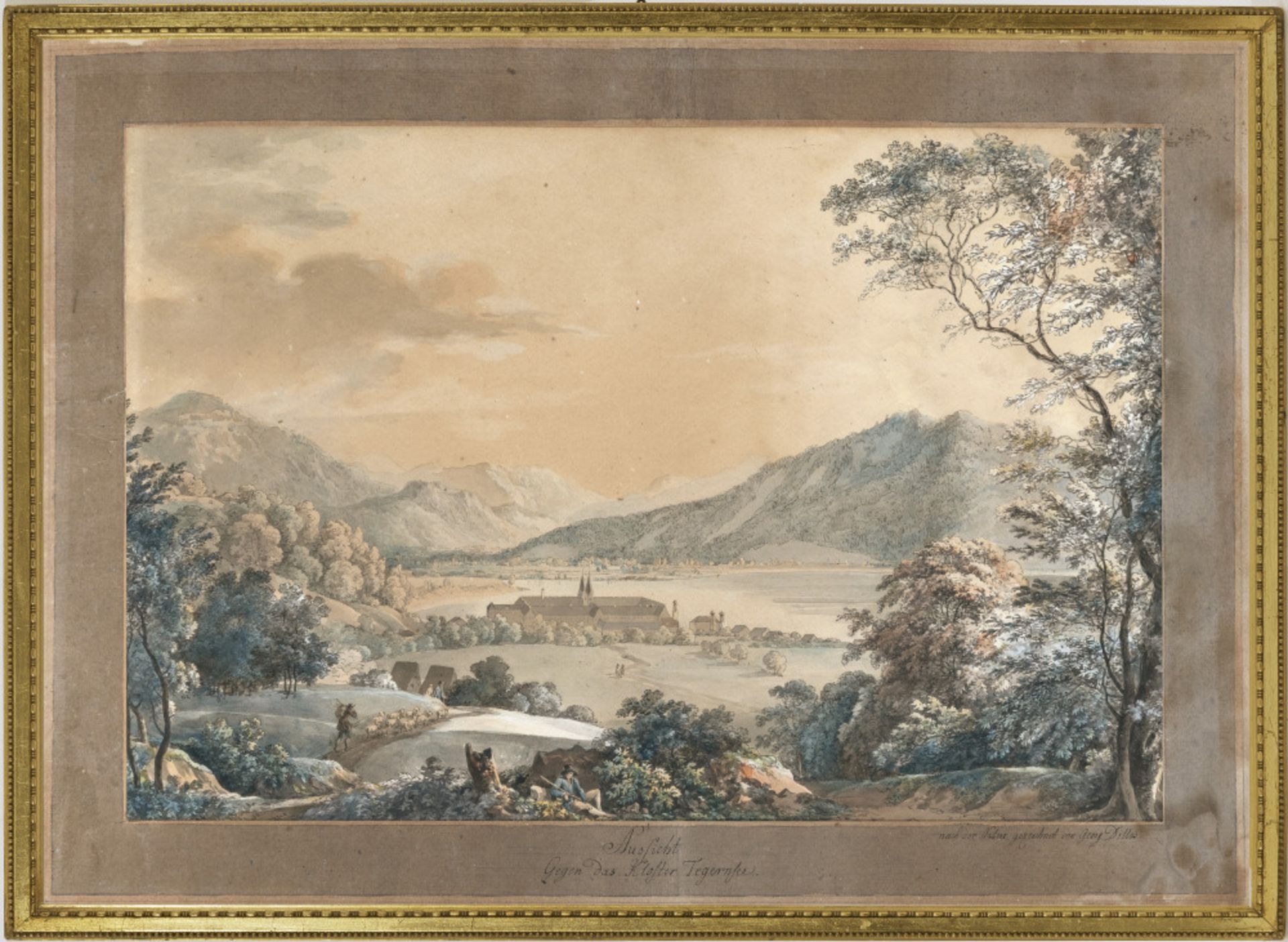 Johann Georg von Dillis - ''Aussicht - Gegen das Kloster Tegernsee'' Probably inscribed ''nach der N - Image 2 of 3