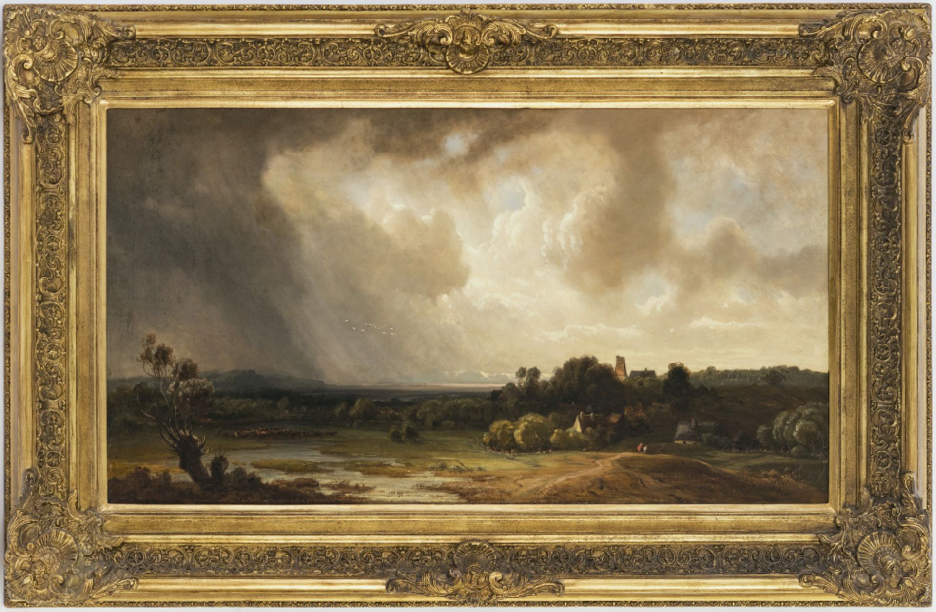 Eduard Schleich, the Elder - River landscape in stormy atmosphere  - Image 2 of 4