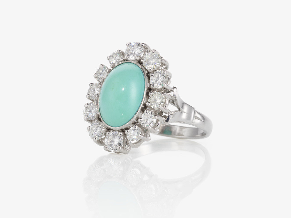 A necklace, bracelet and ring with turquoises and brilliant-cut diamonds - Image 4 of 7