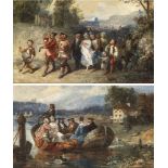 Francois Louis Lanfant (L. de Metz) - Hochzeitsgesellschaft in einem Boot - Brautzug mit Musikanten