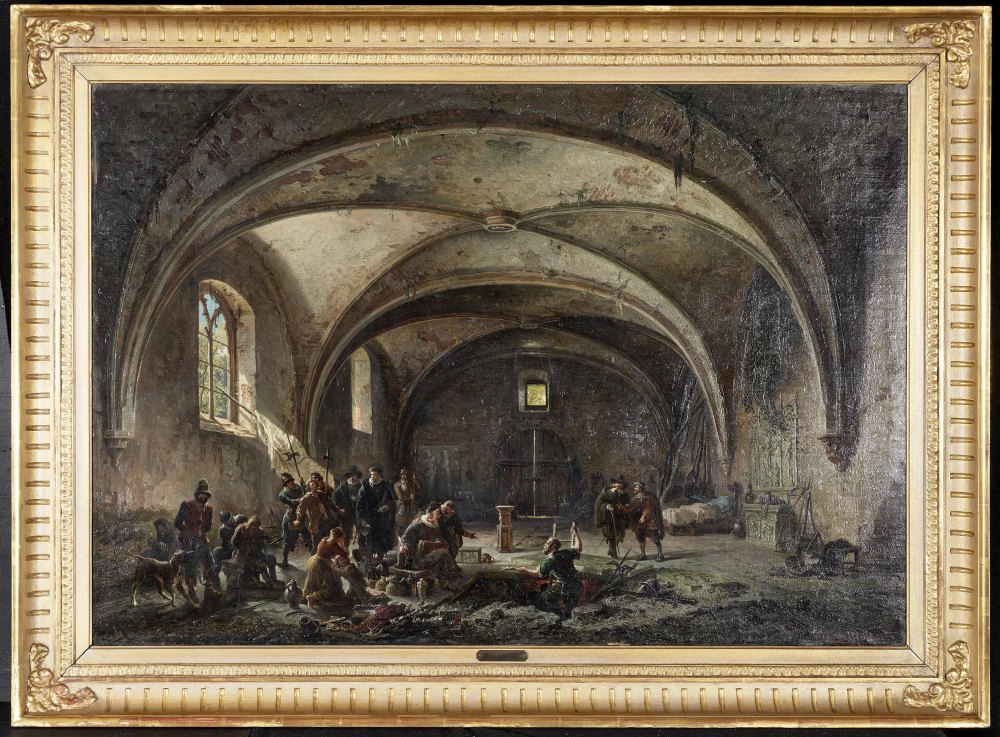 August von Wille - Finding of a gang of thieves in an abandoned chapel  - Image 2 of 2