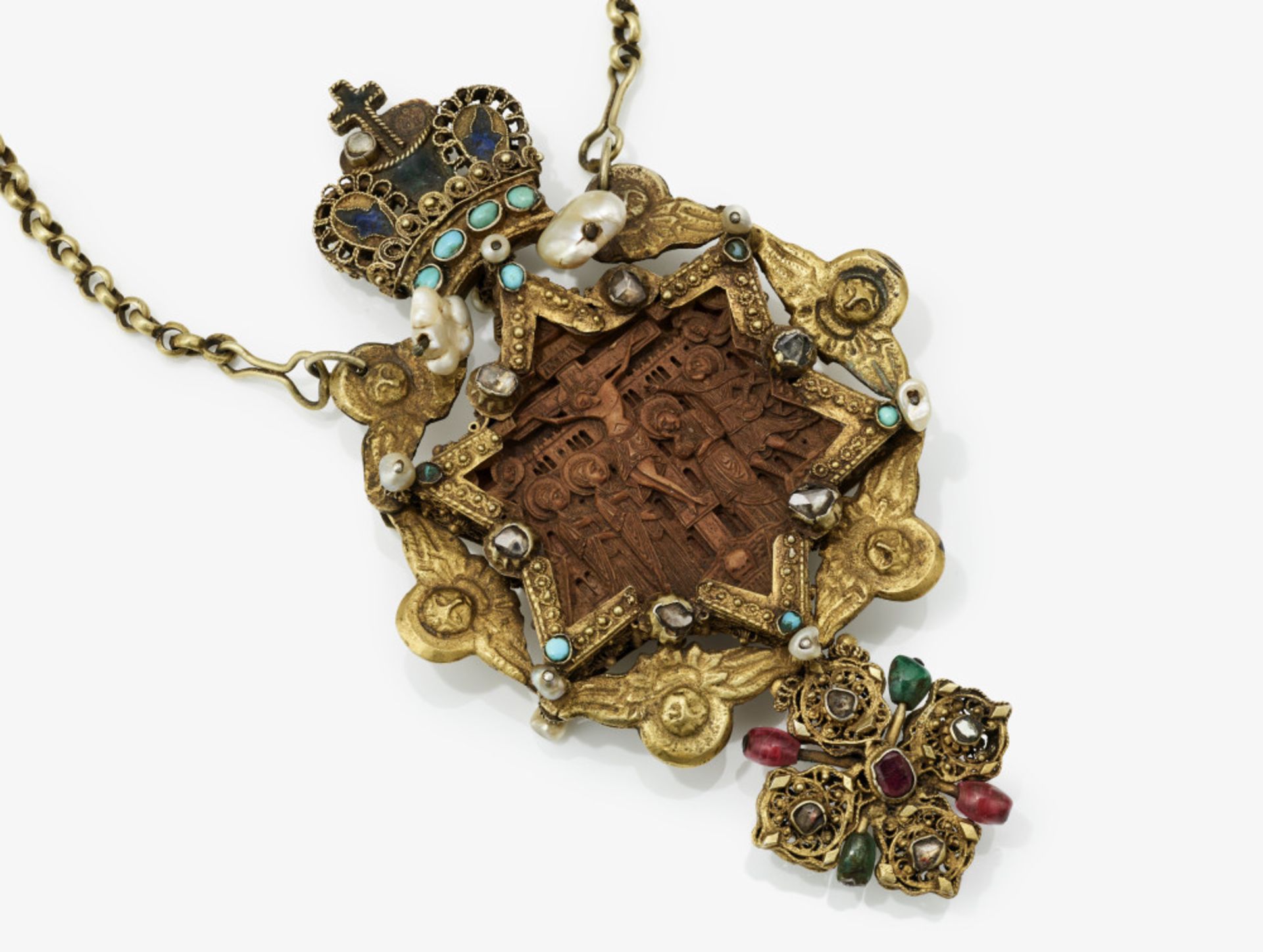 A pectoral pendant with necklace - Carving: probably Berg Athos, 18th century  - Image 2 of 7