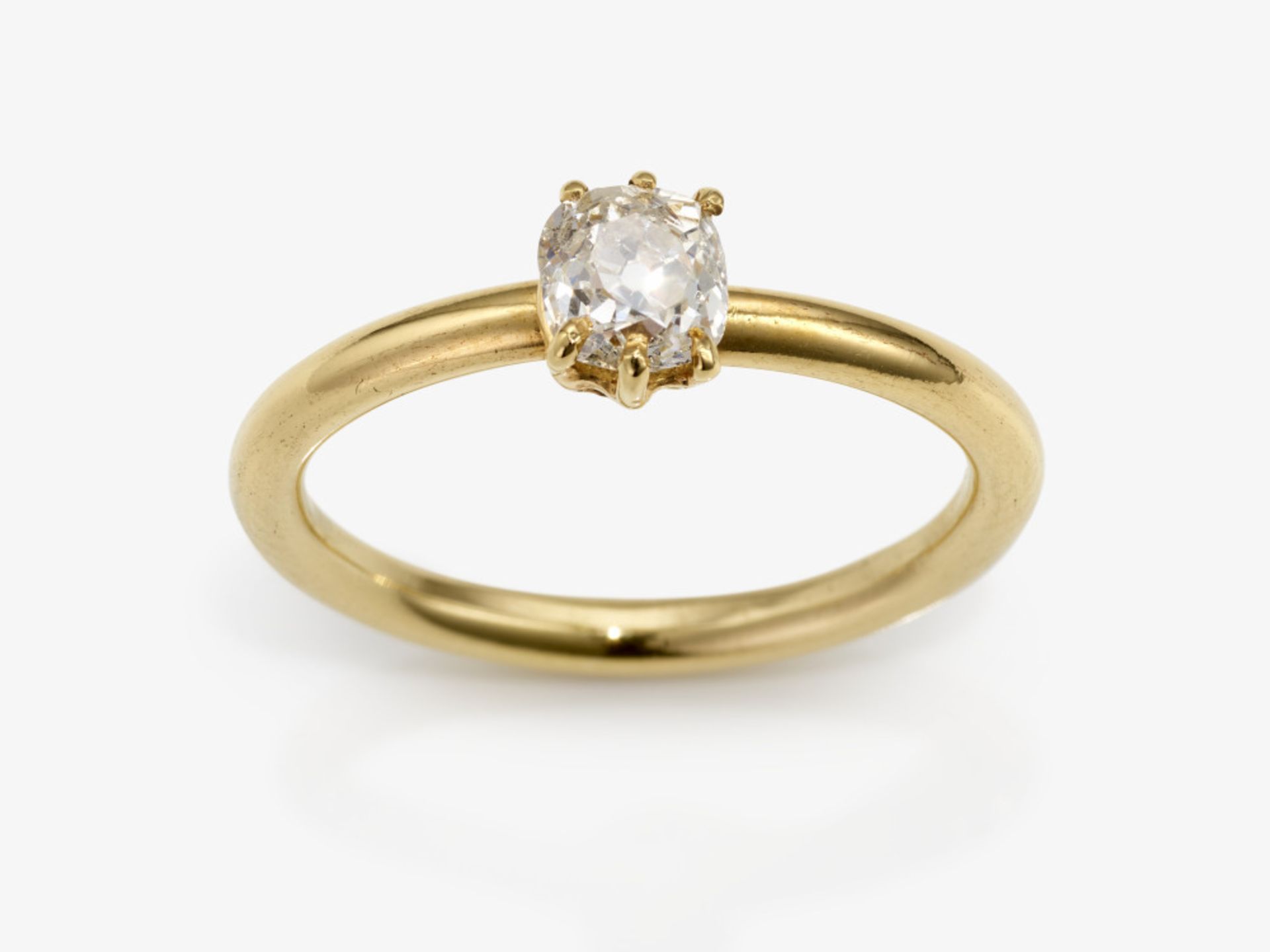 A solitaire ring with an old-cut diamond