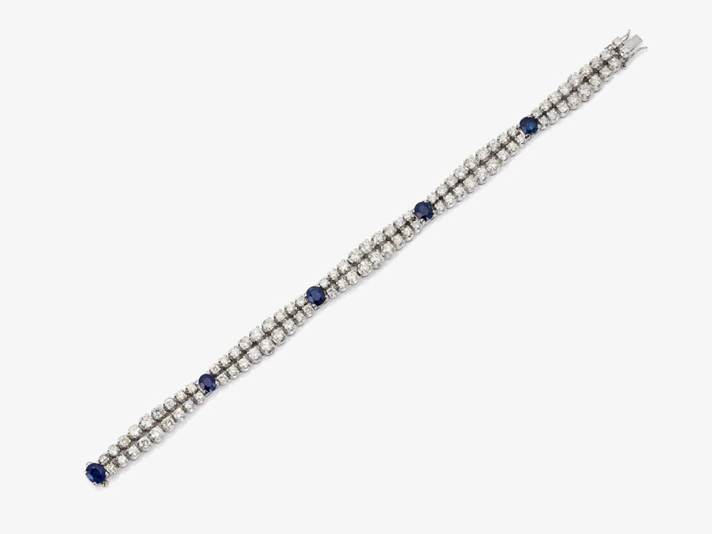 A bracelet with brilliant-cut diamonds and sapphires - Image 2 of 2