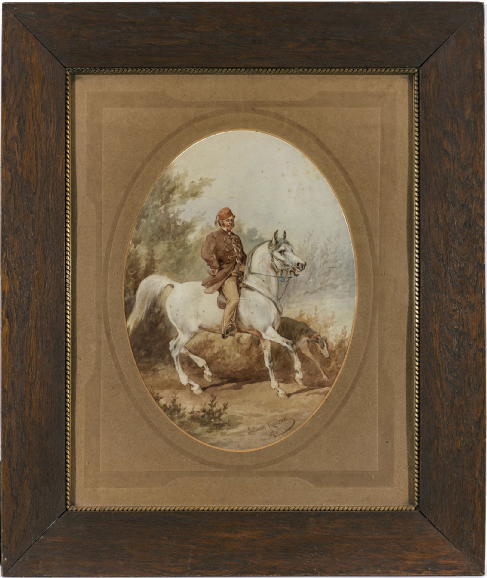 Juliusz (Juliusz Fortunat) Kossak - Equestrian portrait with greyhound - Image 2 of 2