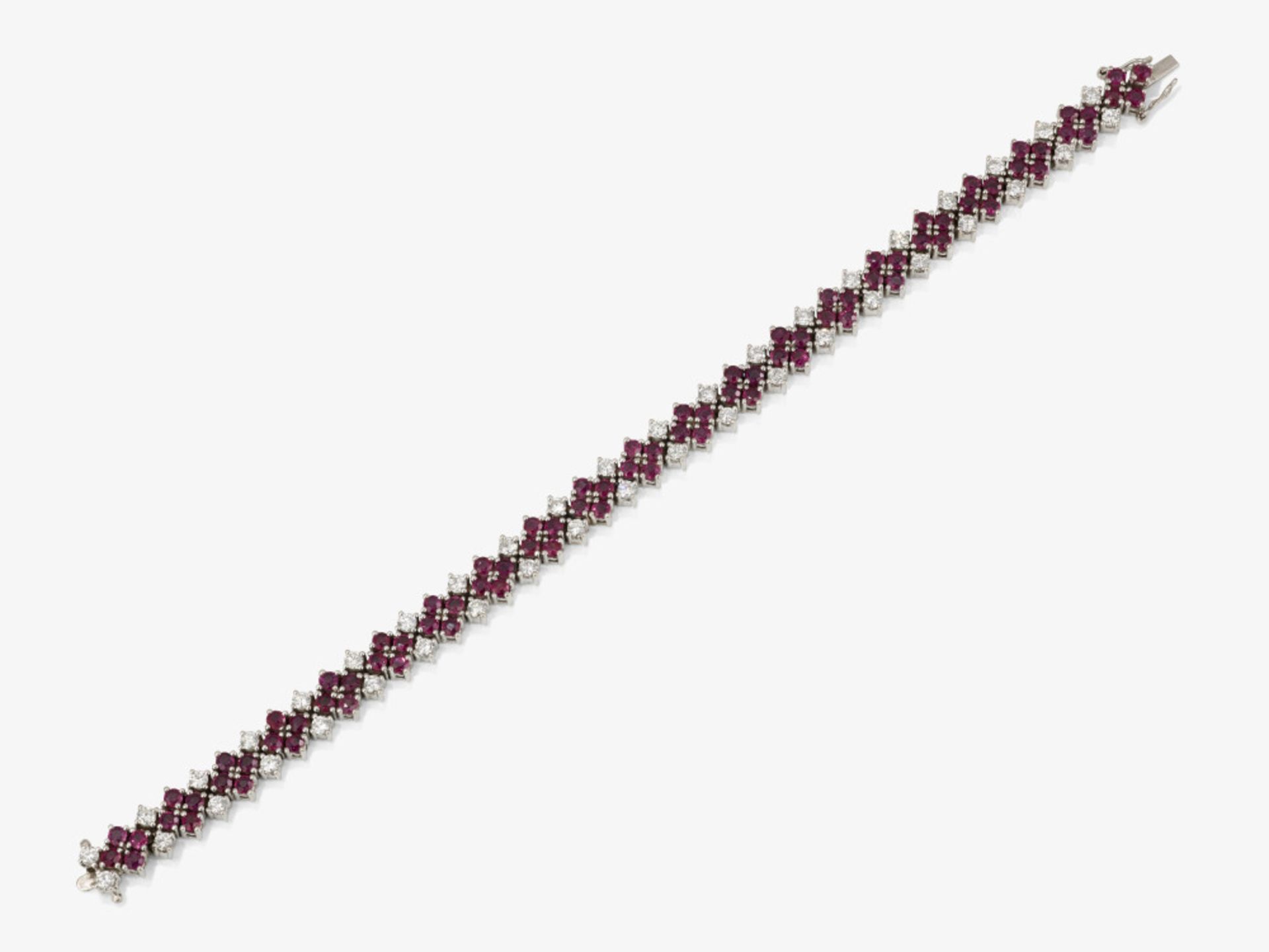 A cocktail bracelet decorated with brilliant cut diamonds and rubies - Germany, 1970s  - Image 2 of 2