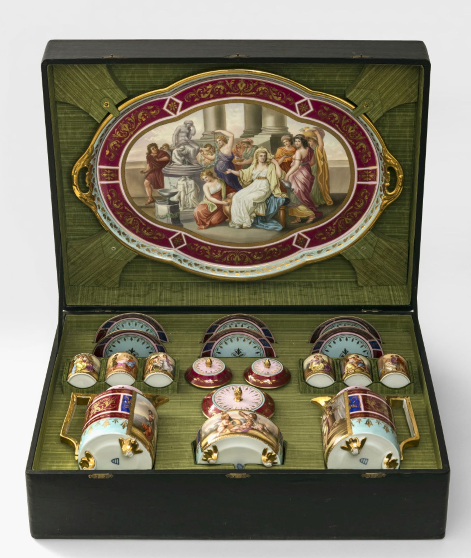 A 16-piece coffee service - Count Thun porcelain manufacture Klösterle near Karlsbad, late 19th cent