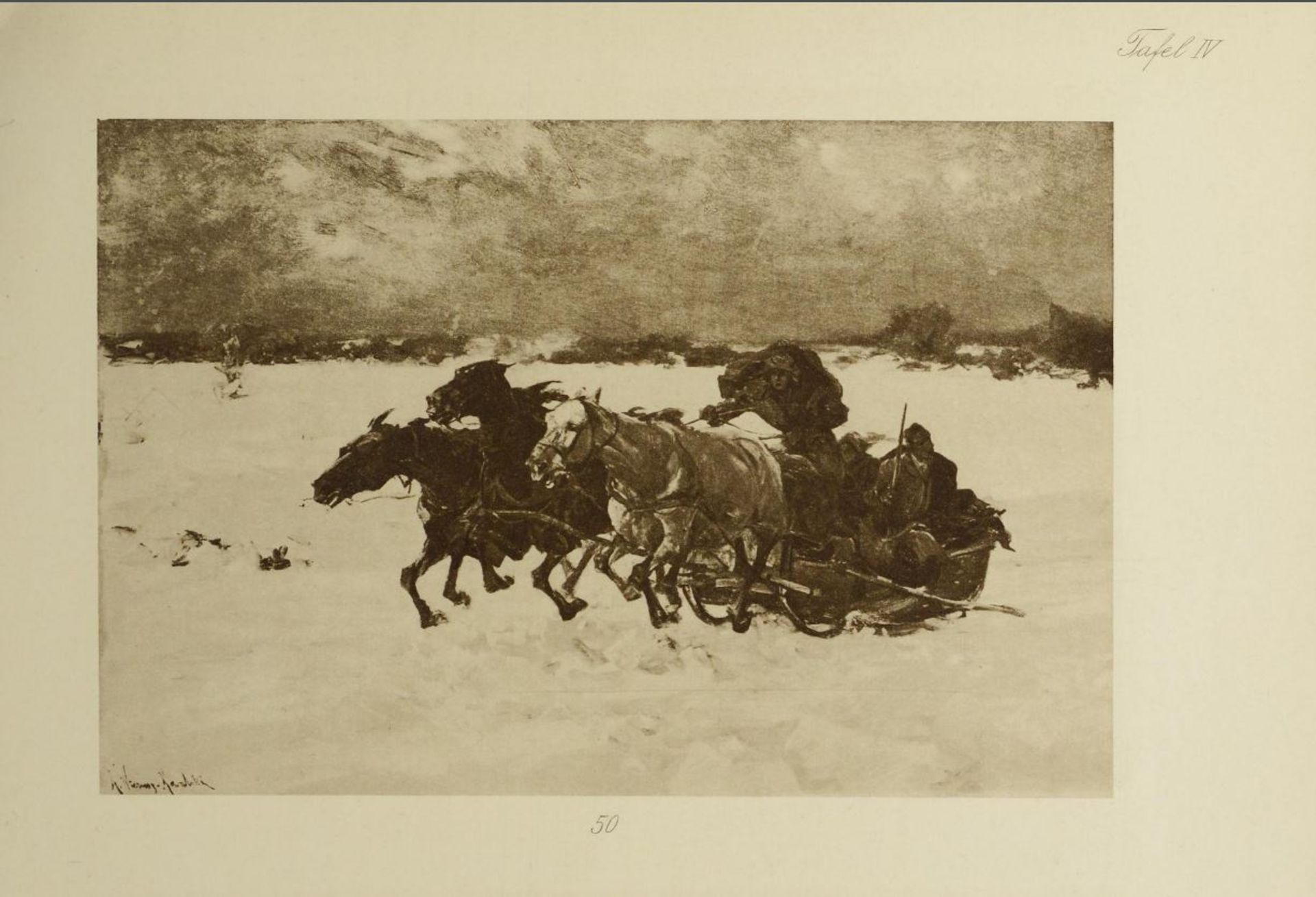 Alfred von Wierusz-Kowalski - Pferdeschlitten in Winterlandschaft - Bild 5 aus 5