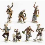 Sieben Figuren aus der Commedia dell'Arte - Meissen, meist nach Modell von J. J. Kändler