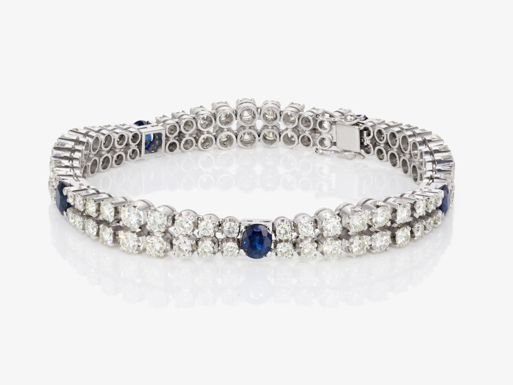 A bracelet with brilliant-cut diamonds and sapphires