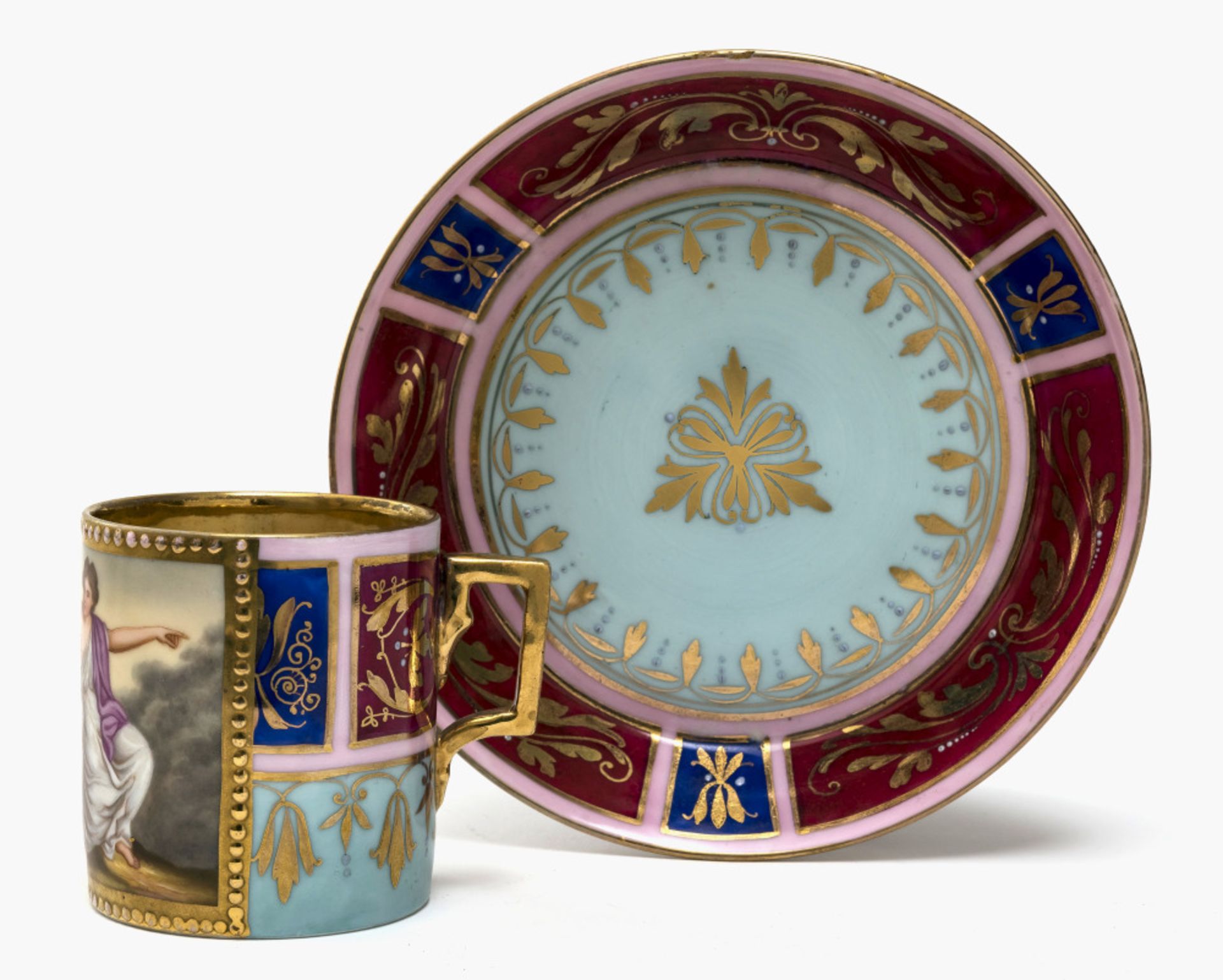A 16-piece coffee service - Count Thun porcelain manufacture Klösterle near Karlsbad, late 19th cent - Image 3 of 7