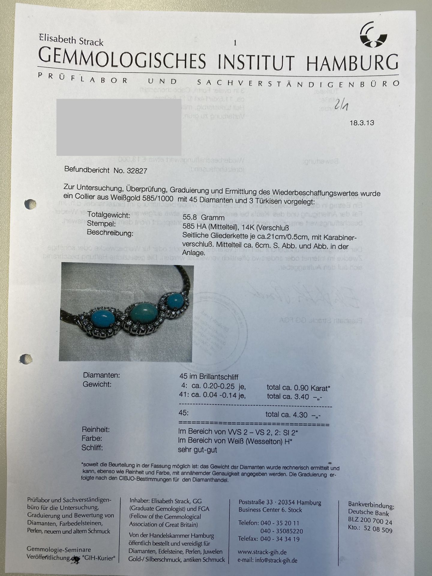 Collier, Armband und Ring mit Türkisen und Brillanten - Bild 5 aus 7