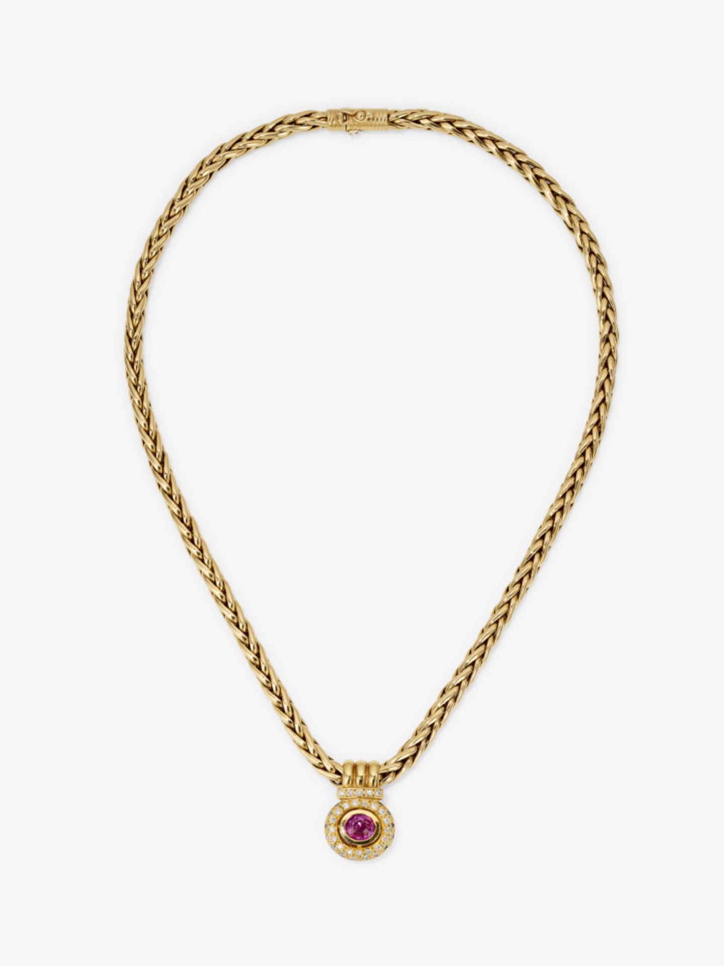 Collier mit Anhänger mit Rubin und Brillanten - Kette: Frankreich, Anhänger: Deutschland  - Bild 2 aus 2