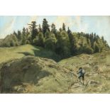 Hans Thoma - Wanderer in hügeliger Landschaft