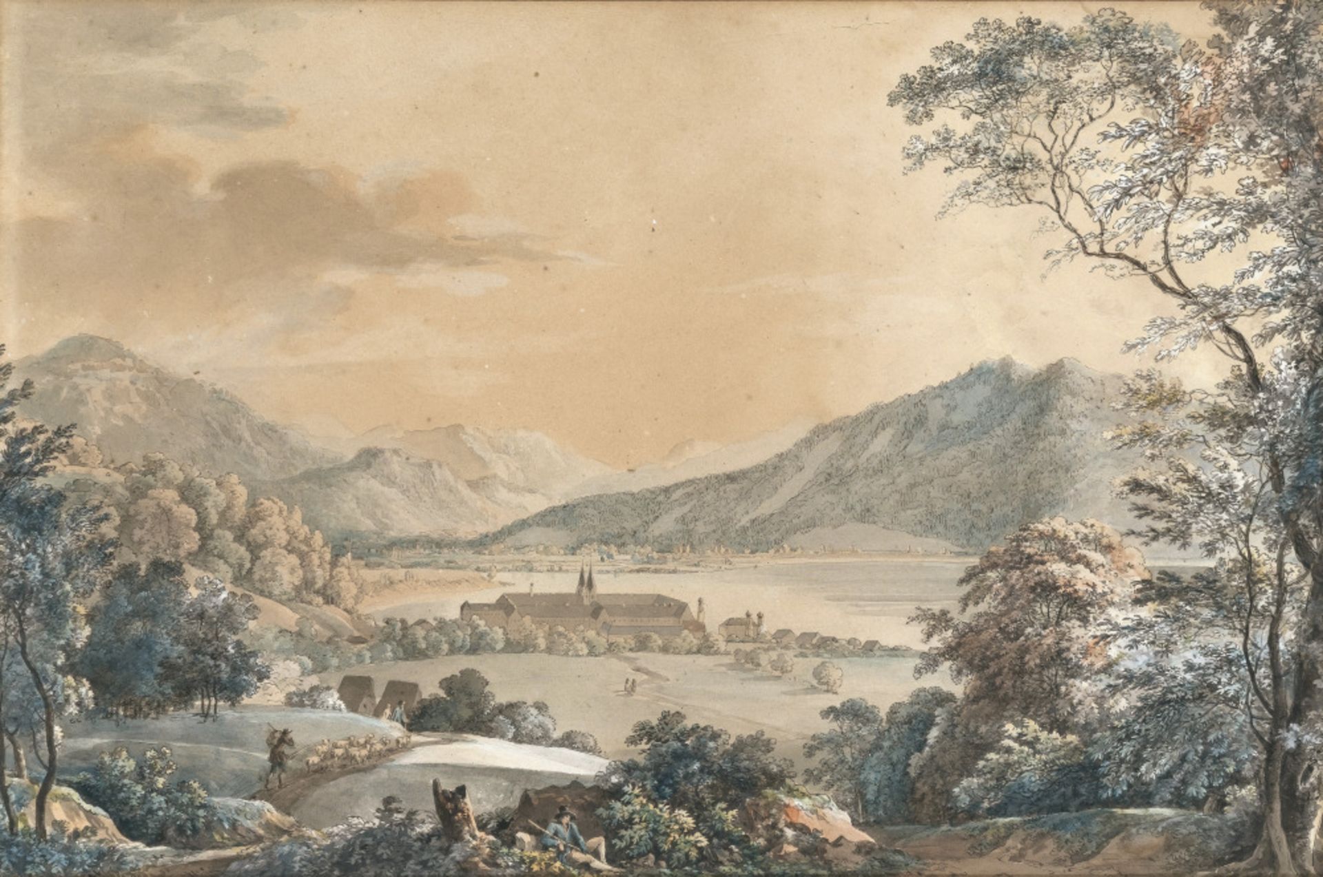 Johann Georg von Dillis - Aussicht - Gegen das Kloster Tegernsee 