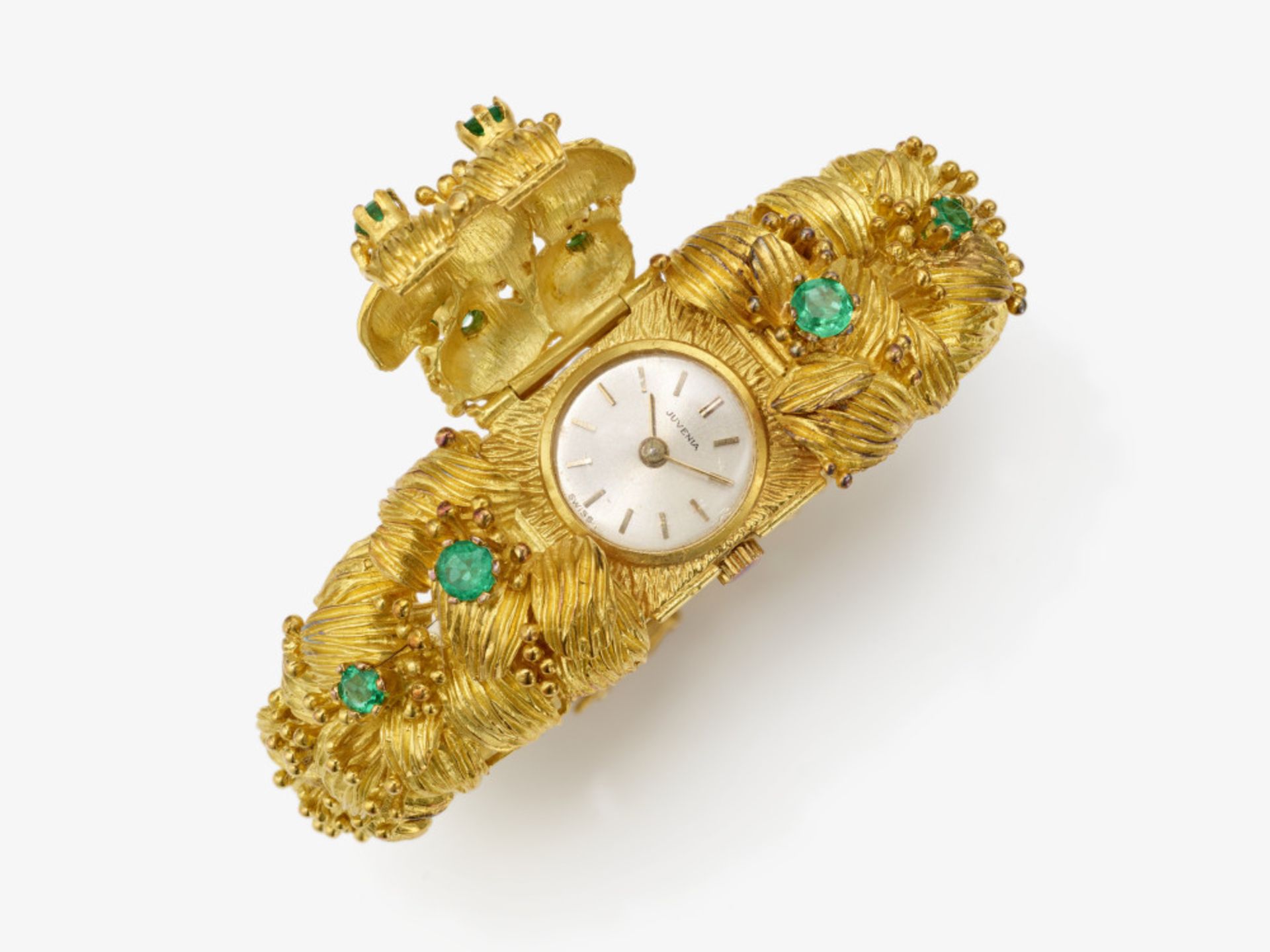 A ladies wristwatch with emeralds - Switzerland, 1970s, JUVENIA  - Image 2 of 3