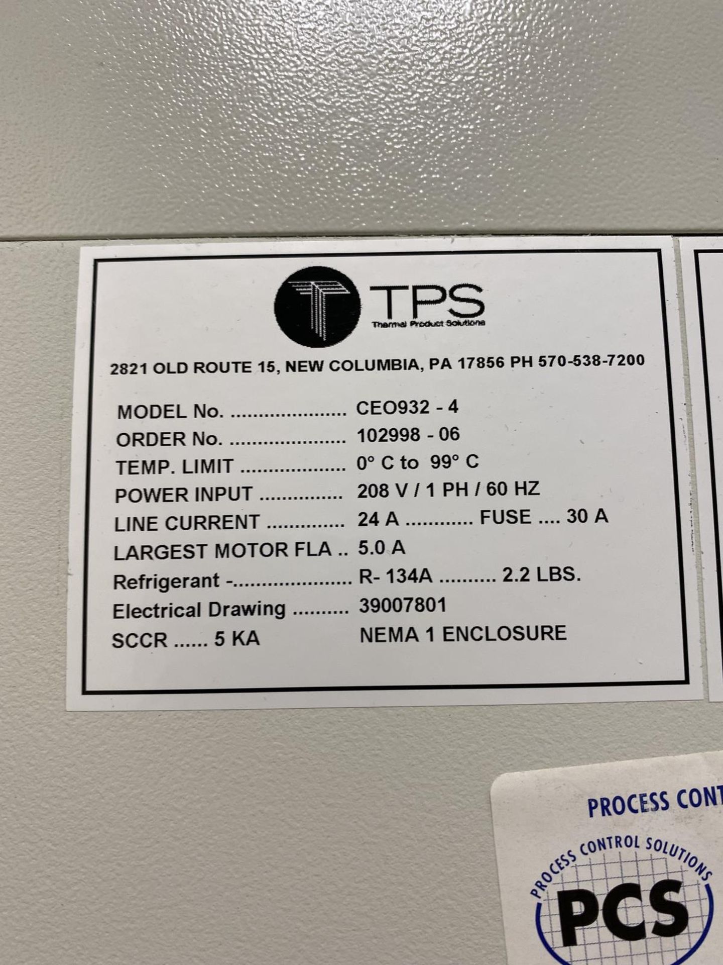 (1) TPS Blue M CEO932-4 Humidity Chamber, s/n 102998-06, 33 x 28 x 60" Workspace, 0 Degree C to 99 D - Image 3 of 5