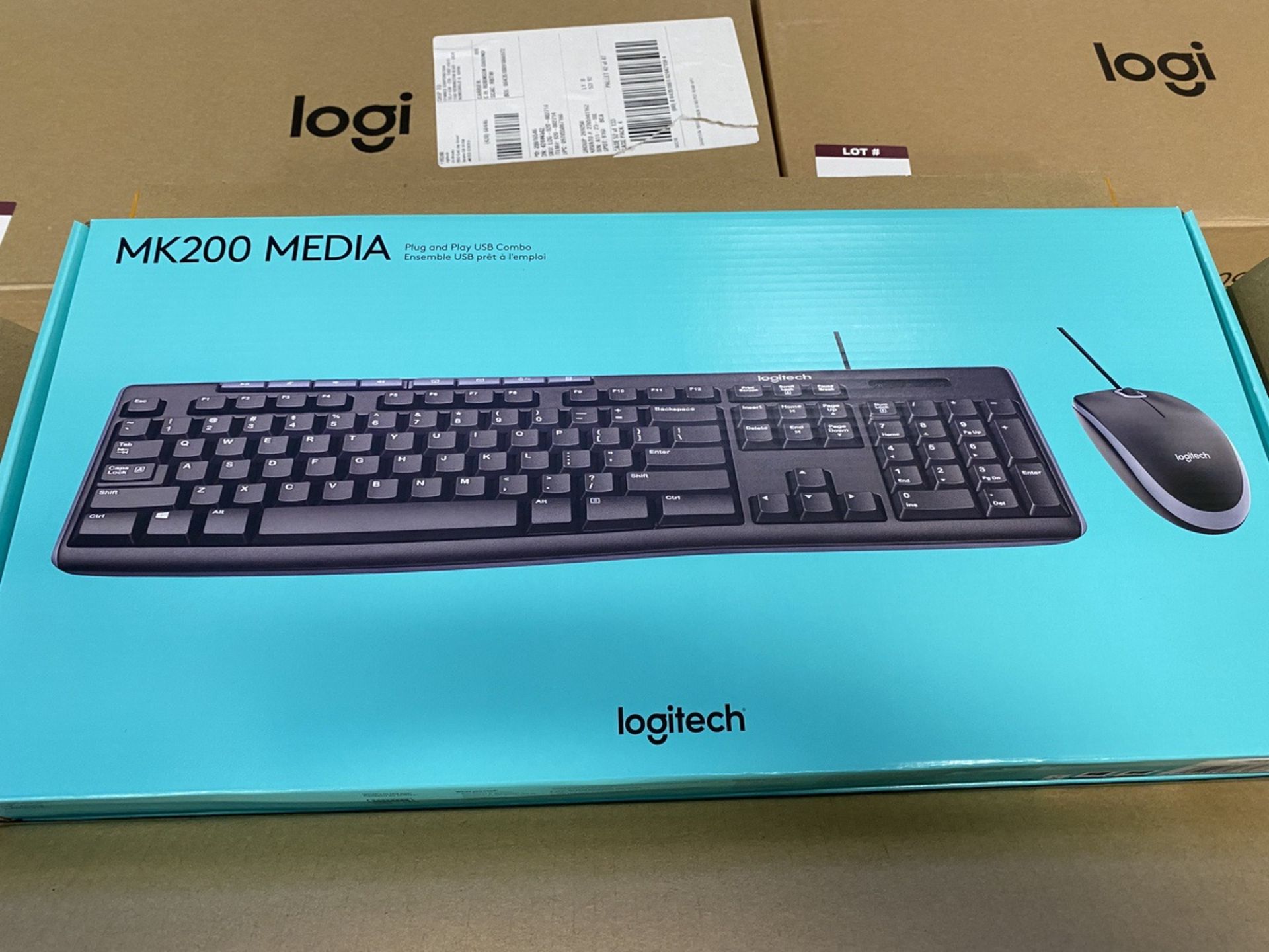 LOT (8) Logi MK200 Media Keyboards (New)