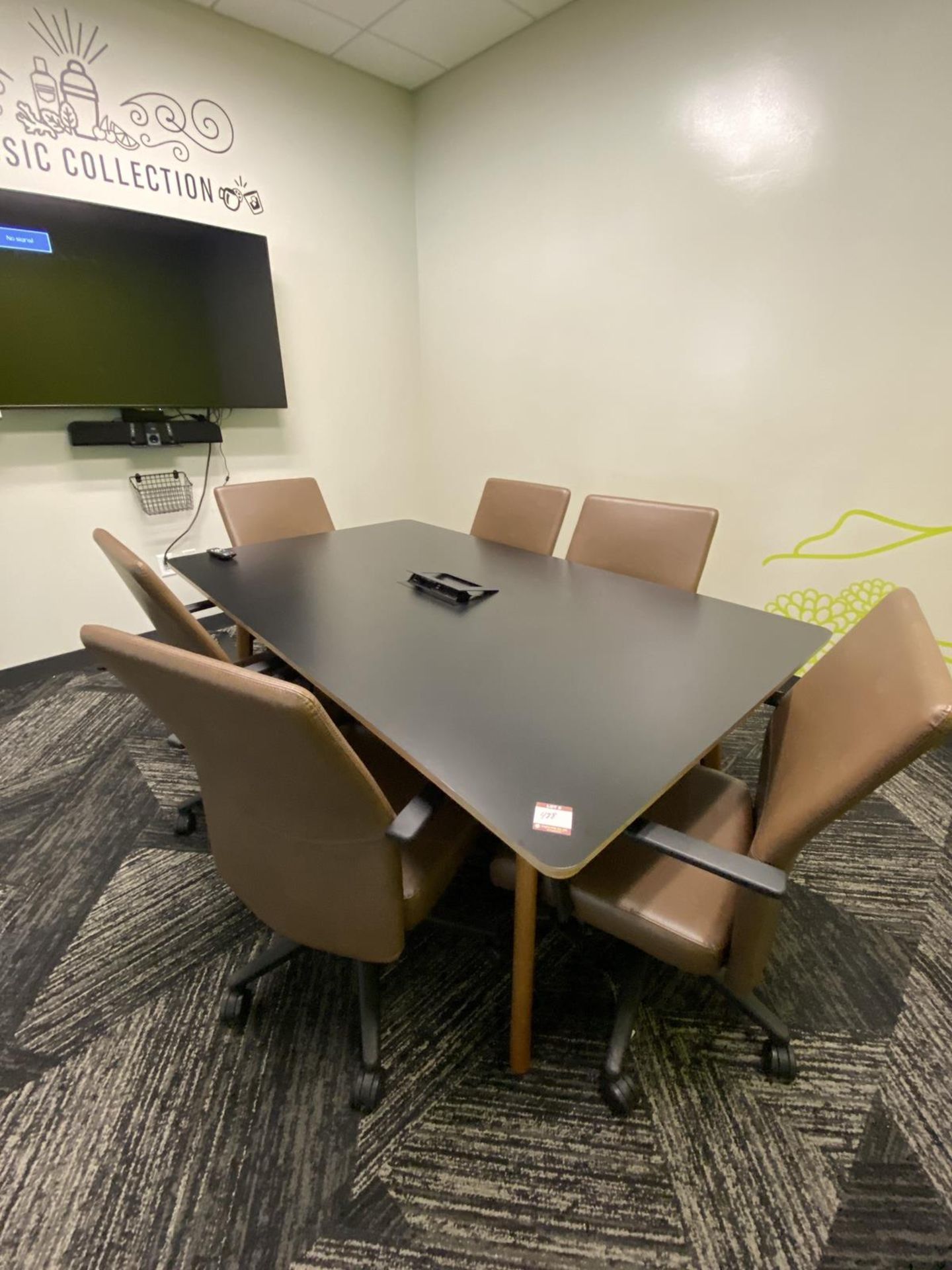 6' Conference Table with (6) Leather Style Chairs