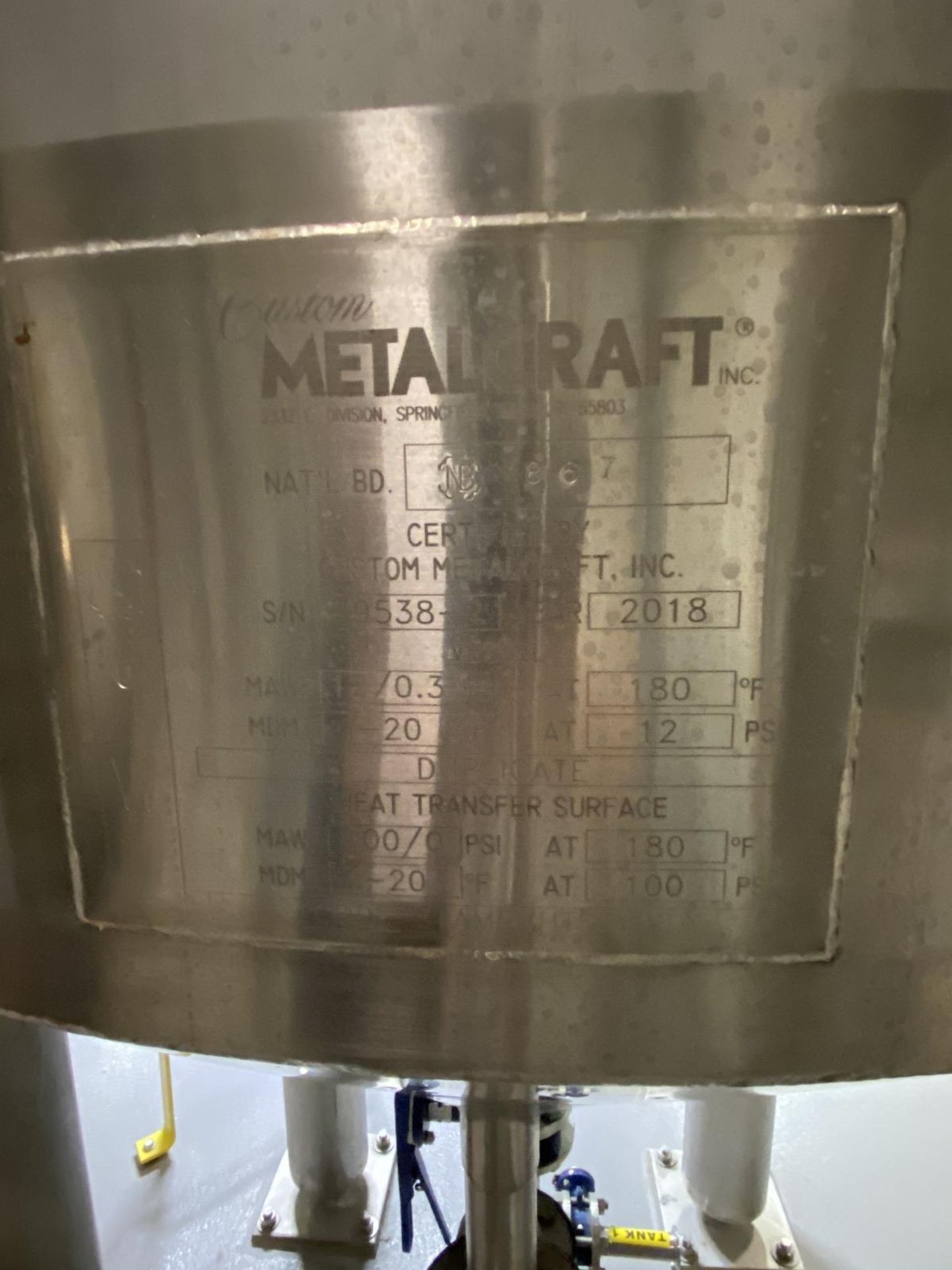 2018 Metalcraft 45 BBL Stainless Steel Vertical Beer Tank, Glycol Jacketed, CIP Dev | Rig Fee: $2250 - Image 4 of 4