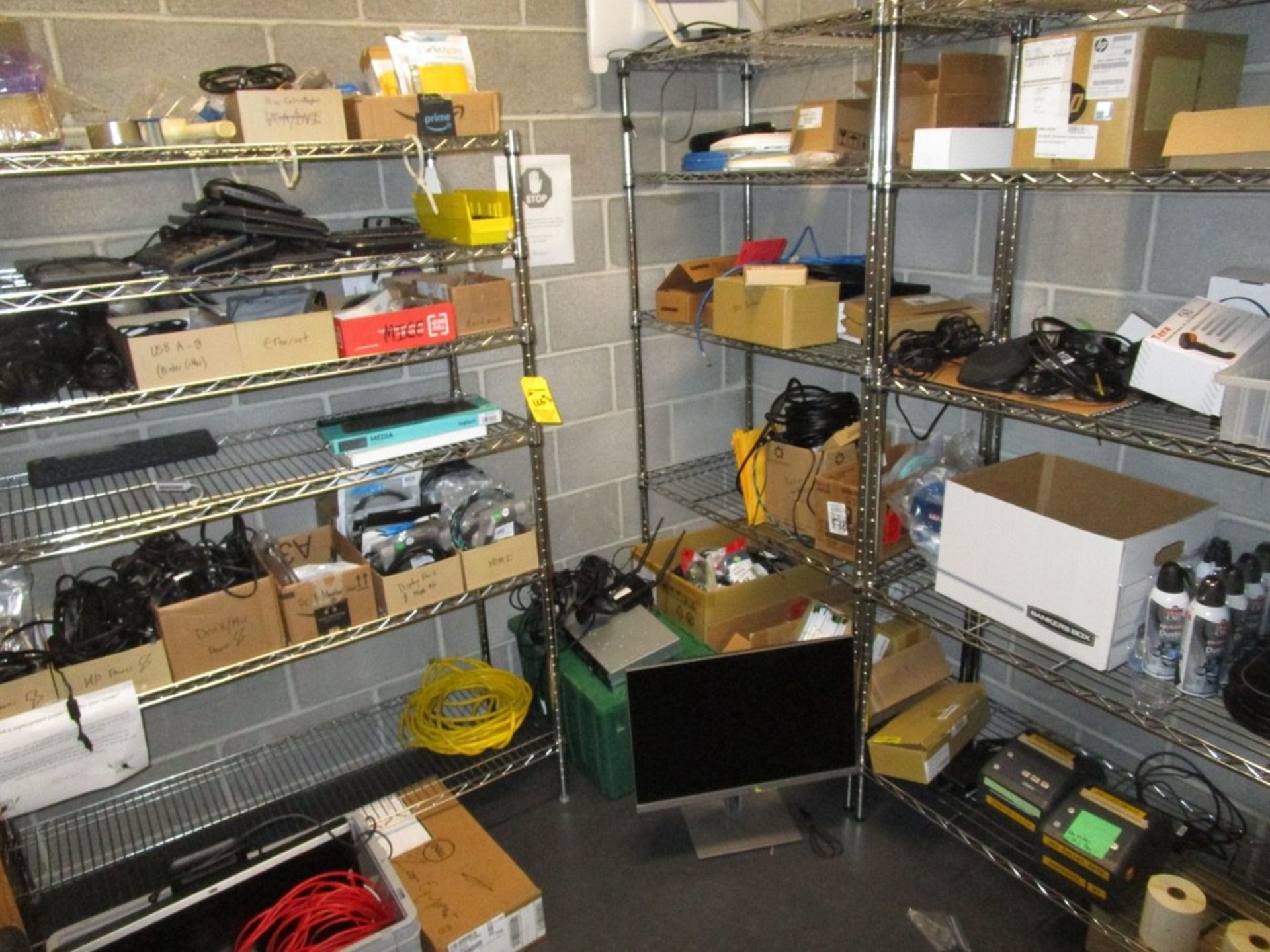 Entire Contents of Tech. Closet with Wire Shelving | Rig Fee: $75