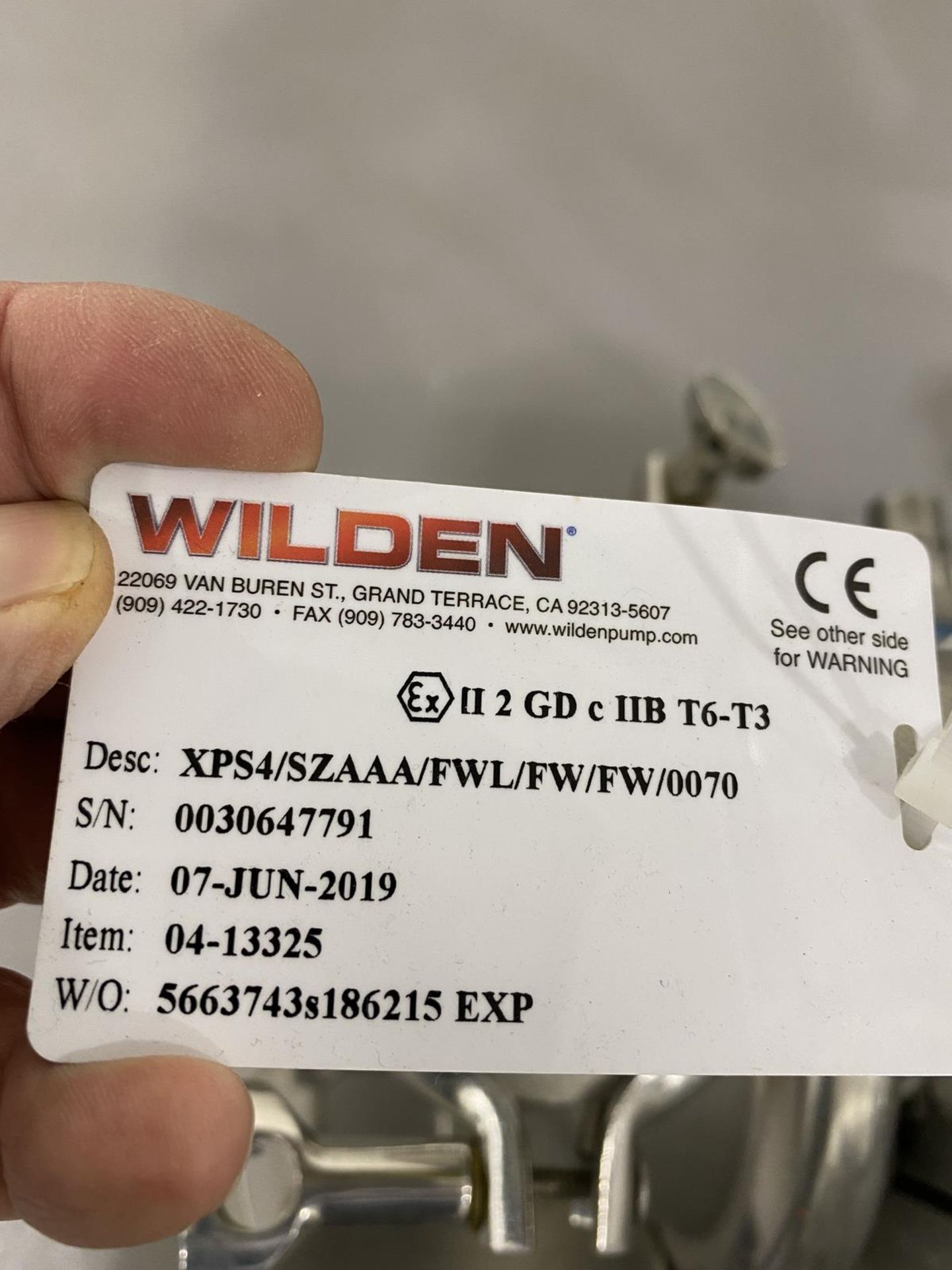 2019 Pump Skid Including Wilden Stainless Steel (316L) XPS4/SZAAA/FWL/FW/FW/0070 Di | Rig Fee: $150 - Image 3 of 5