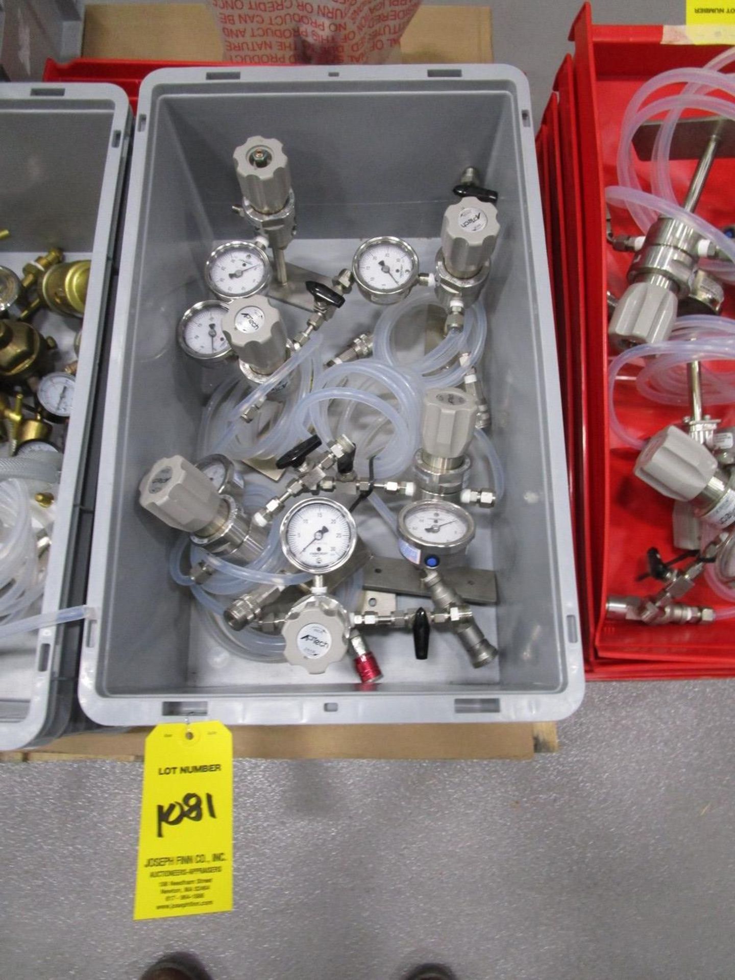 (3) Bin of Gauges and Misc. SS Brewing and Production Parts (Tags 1081 - 1083) | Rig Fee: No Charge