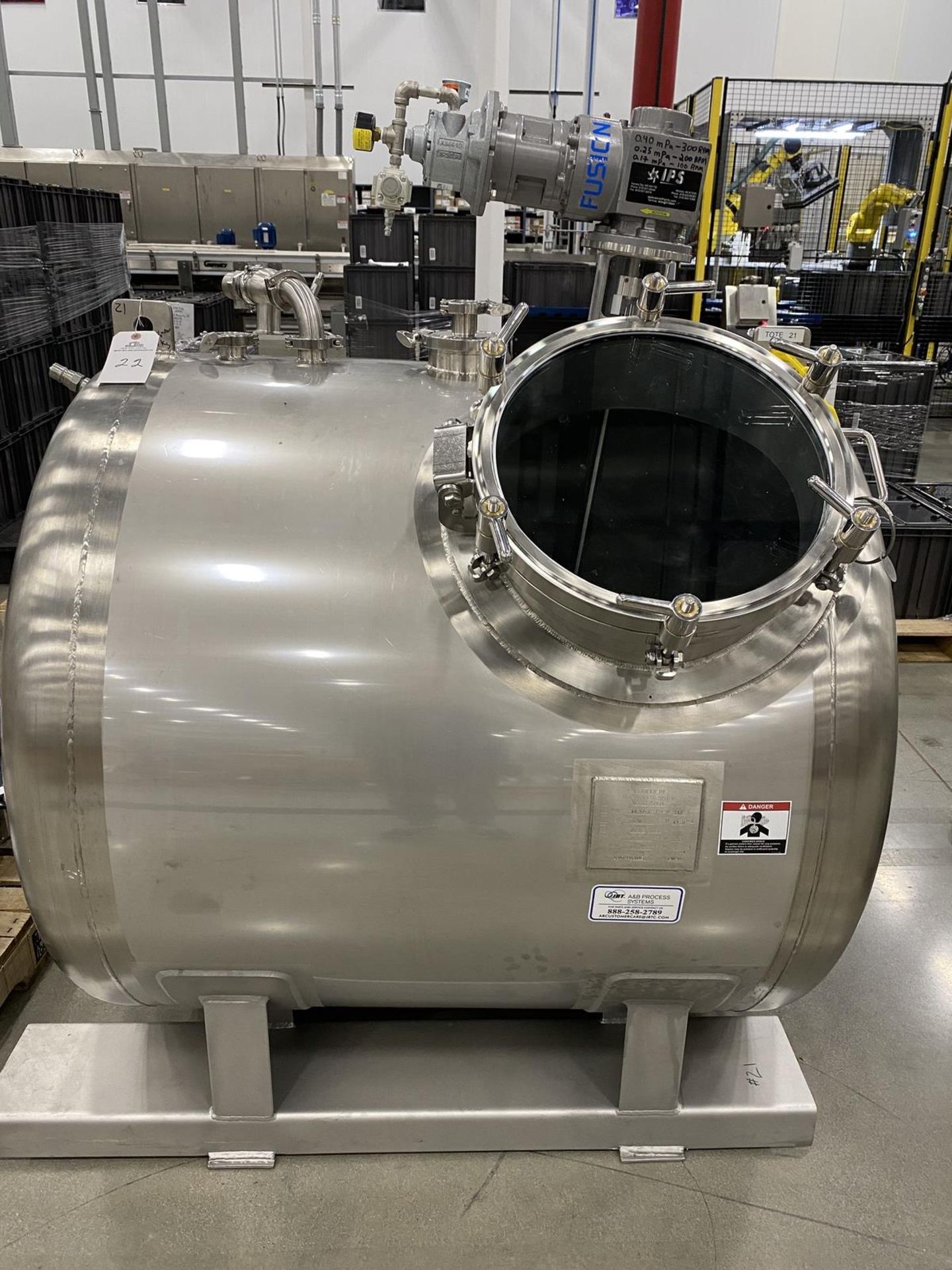 2020 A&B Process Systems 1,000 L Agitated Stainless Steel (316L) Skid Mounted Tank, Rig Fee: $200