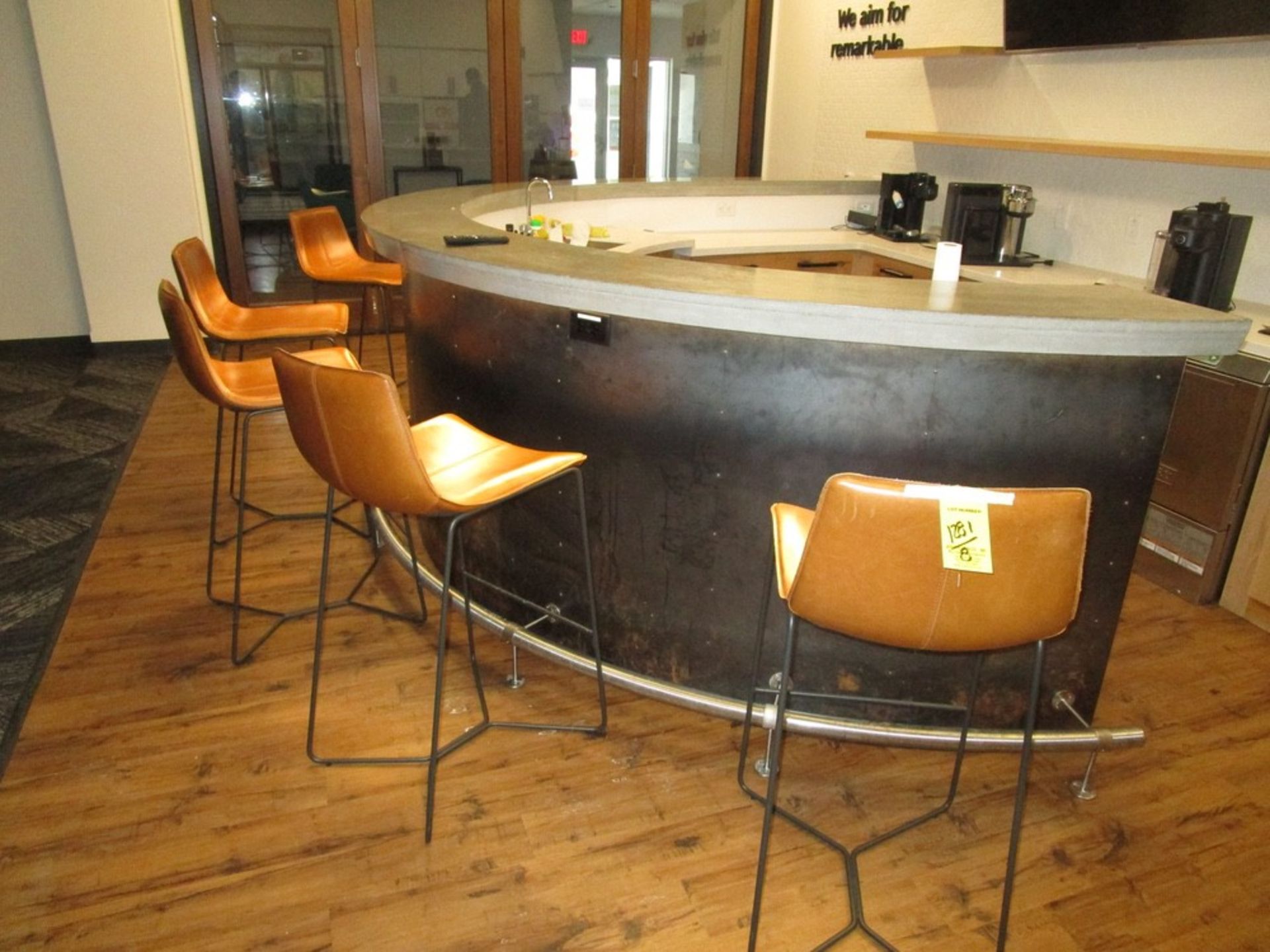 (8) Brown Leather Bar Stools, 30" From Floor | Rig Fee: $40