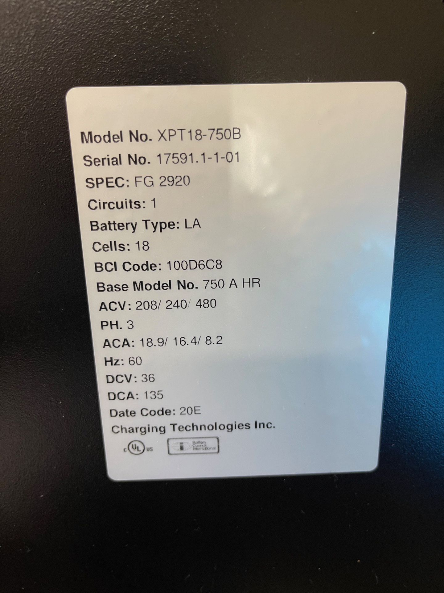 Power Factor 36V Battery Charger, Model XPT18-750B, S/N 17591.1-1-01 | Rig Fee $150 - Image 2 of 2