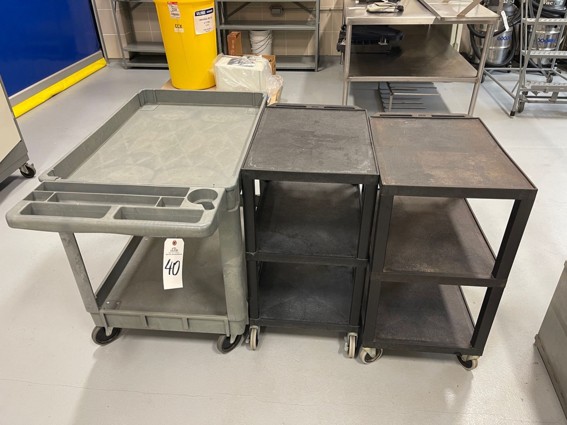 Lot of (3) Rolling Utility Carts | Rig Fee $50