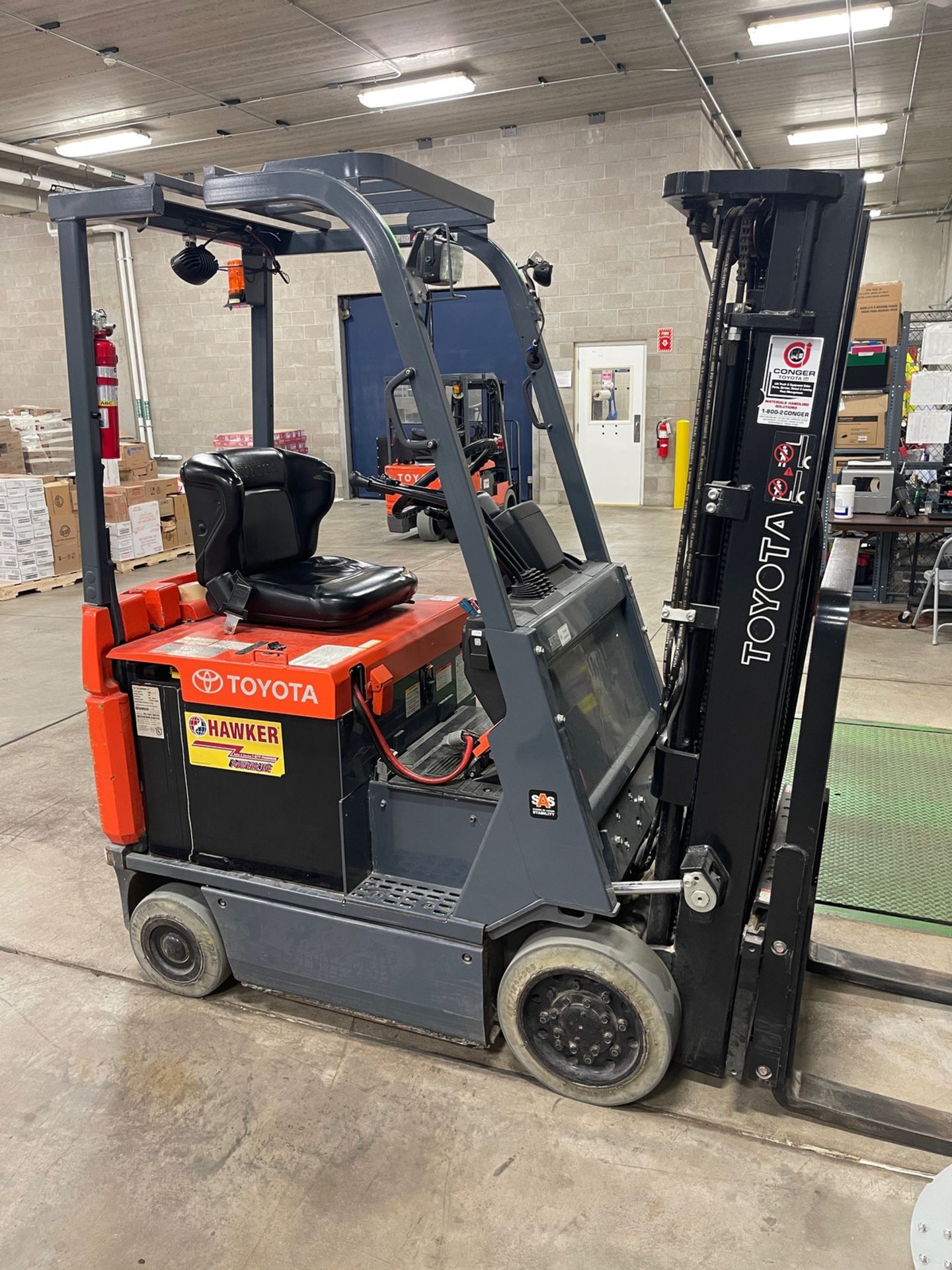 2013 Toyota Electric Fork Truck, Model 7FBCU18, S/N 67013, 3-Stage Mast, ROPS; with | Rig Fee $100