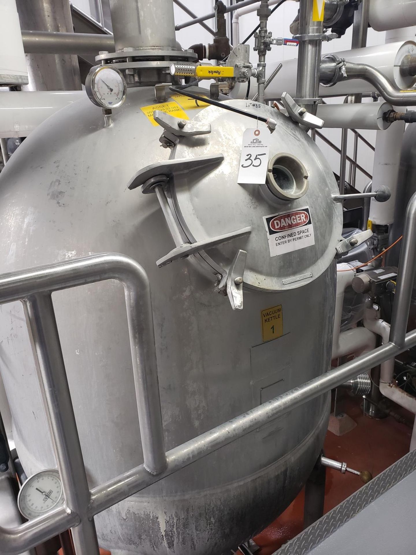 Hamilton 250 Gallon Stainless Steel Jacketed Vacuum Cook Kettle, M# SA VAC KETTLE, S | Rig Fee $1500