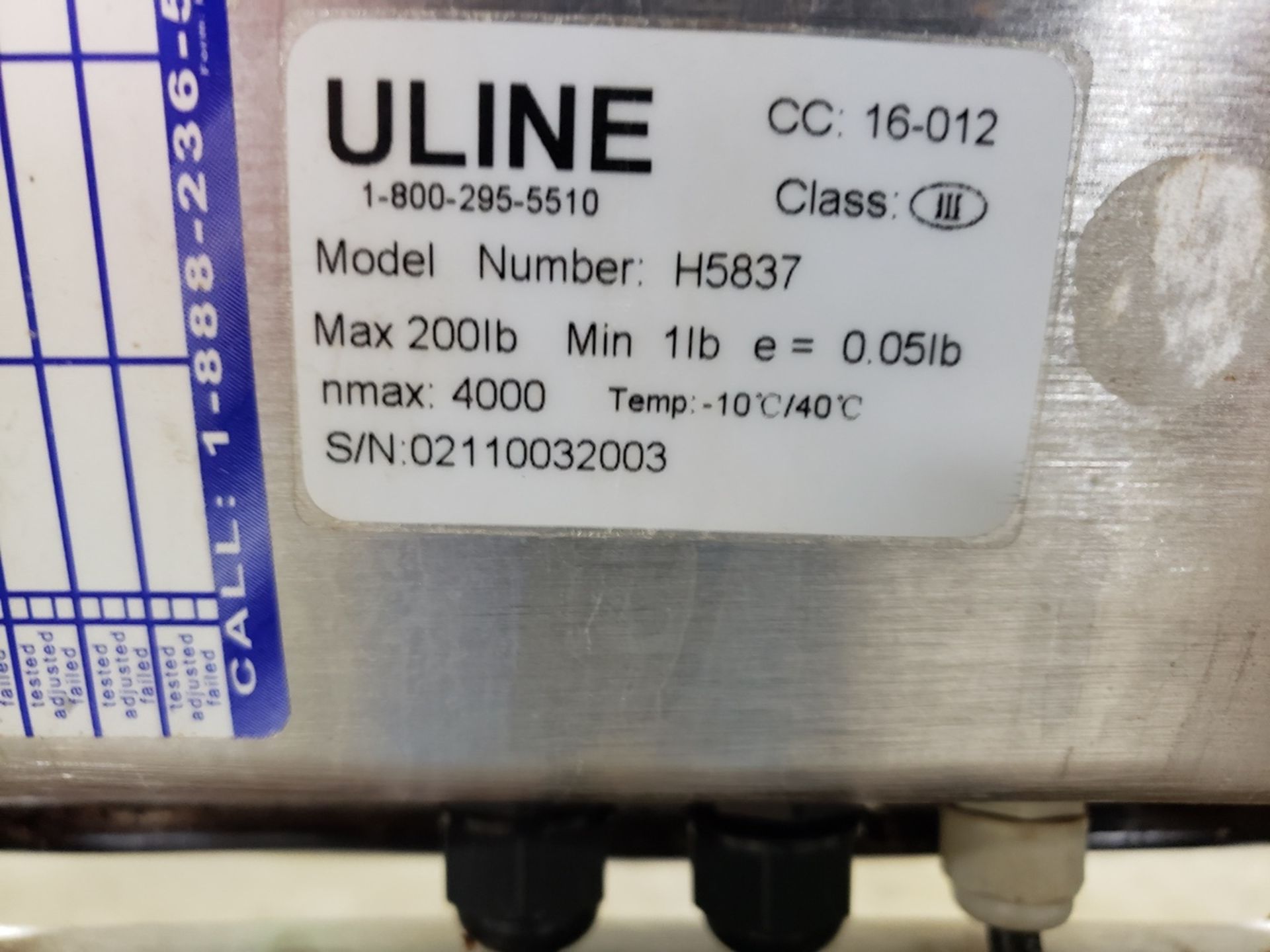 Uline Bench Scale, M# H5837, S/N 02110032003 | Rig Fee $50 - Image 2 of 2