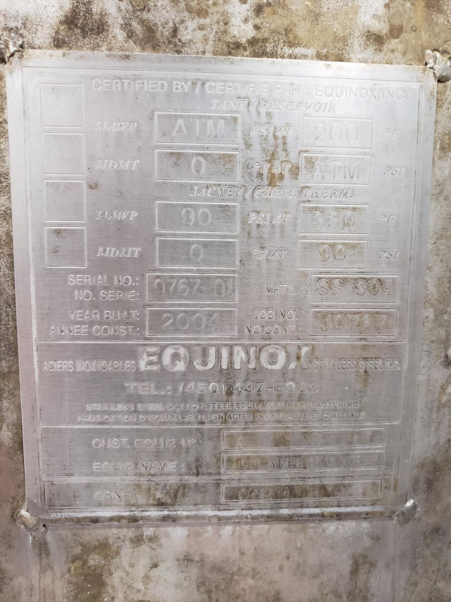 Equinox 2,700 Liter Continuous Rotary Cooker, M# J0767, S/N 0767-01, W/ Load Chute & | Rig Fee $1500 - Image 2 of 9