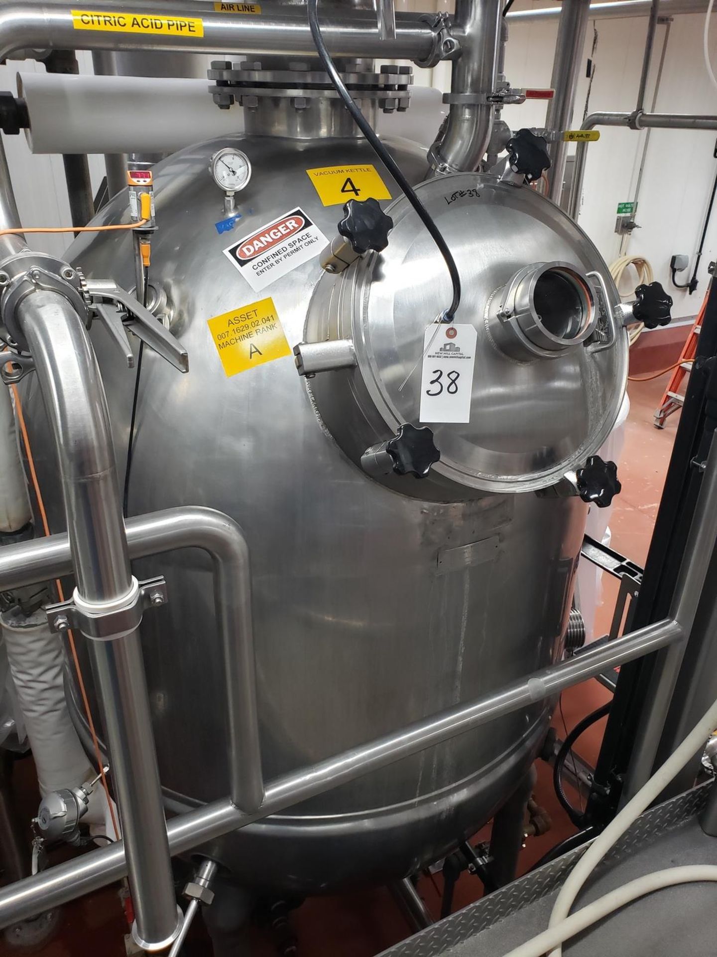 250 Gallon Stainless Steel Jacketed Vacuum Cook Kettle , W/ Condenser | Rig Fee $1500