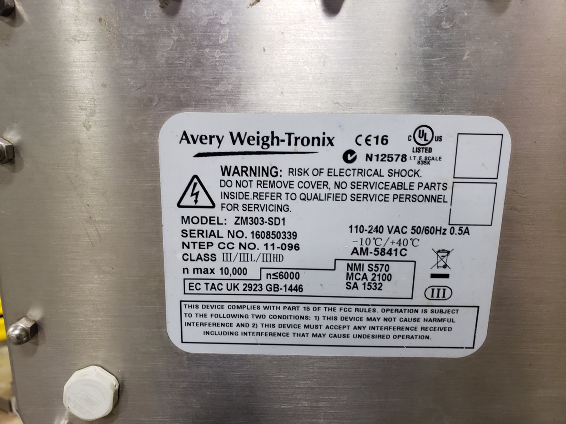 Avery Weigh Tronix Scale, M# ZM303-SD1, S/N 160850339 | Rig Fee $50 - Image 2 of 2