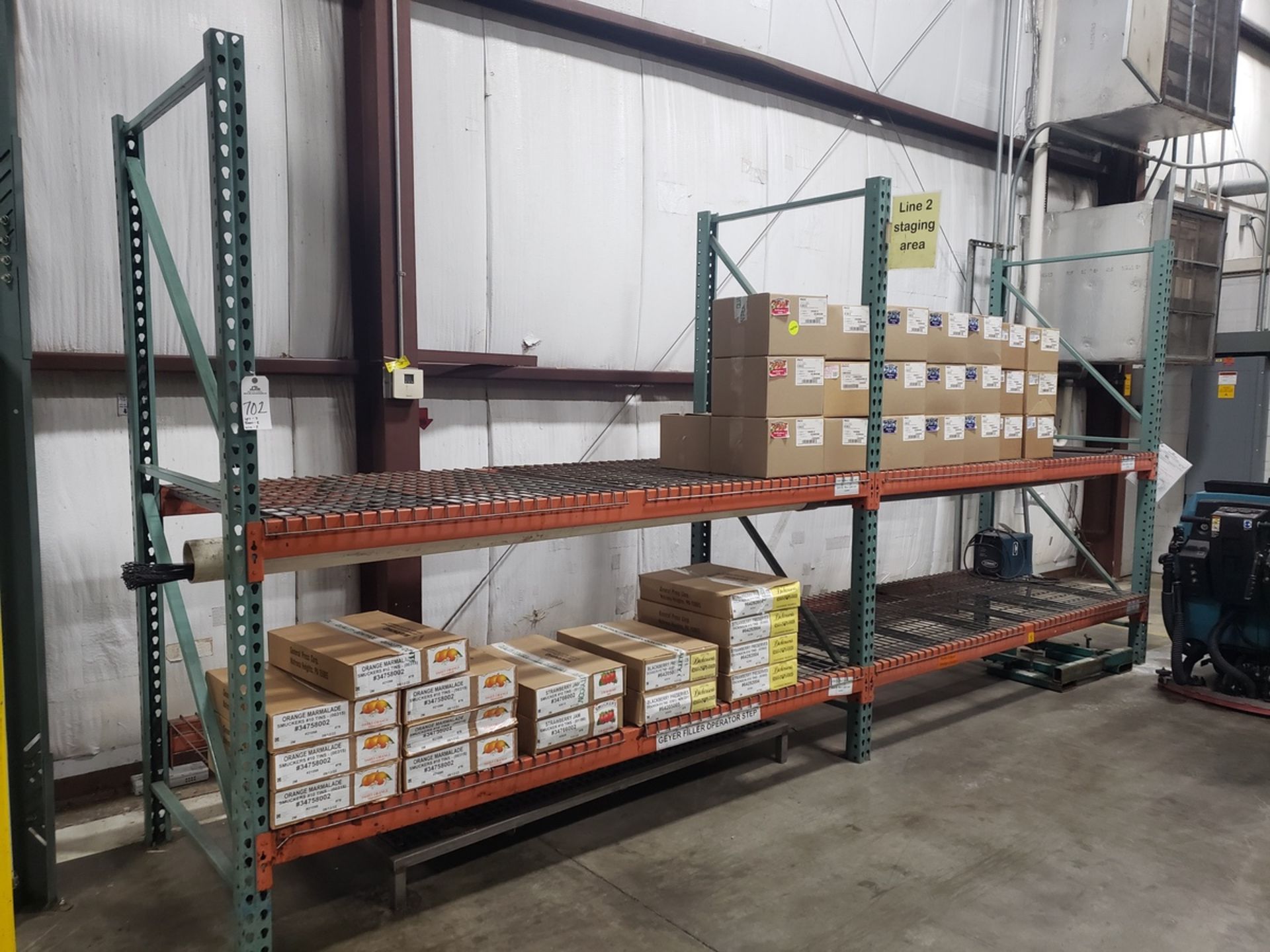 Pallet Rack, (3) Uprights, (8) Beams, (8) Wire Decks | Rig Fee $175