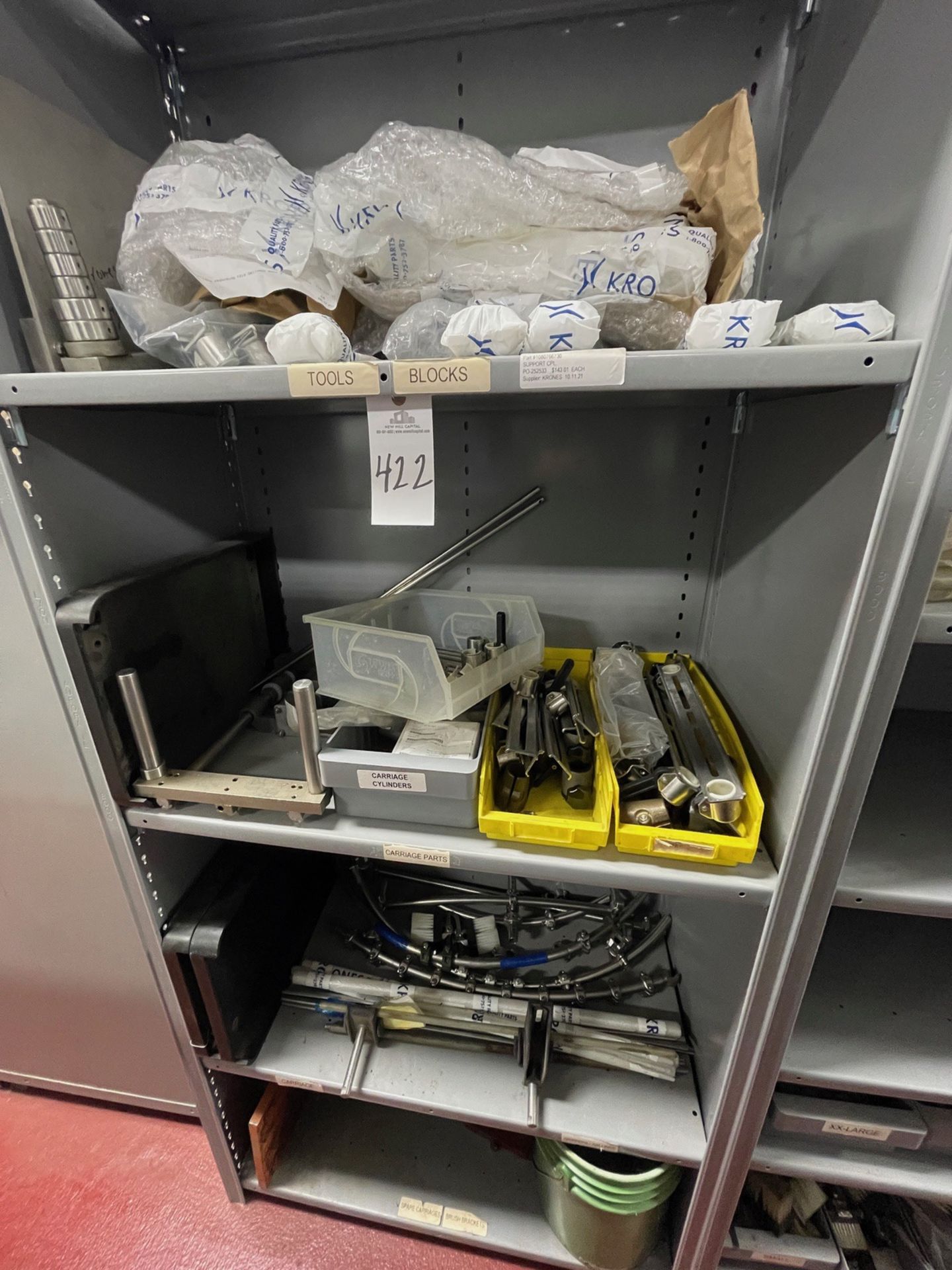 Contents of Storage Shelf Section, Spare Parts | Rig Fee $175