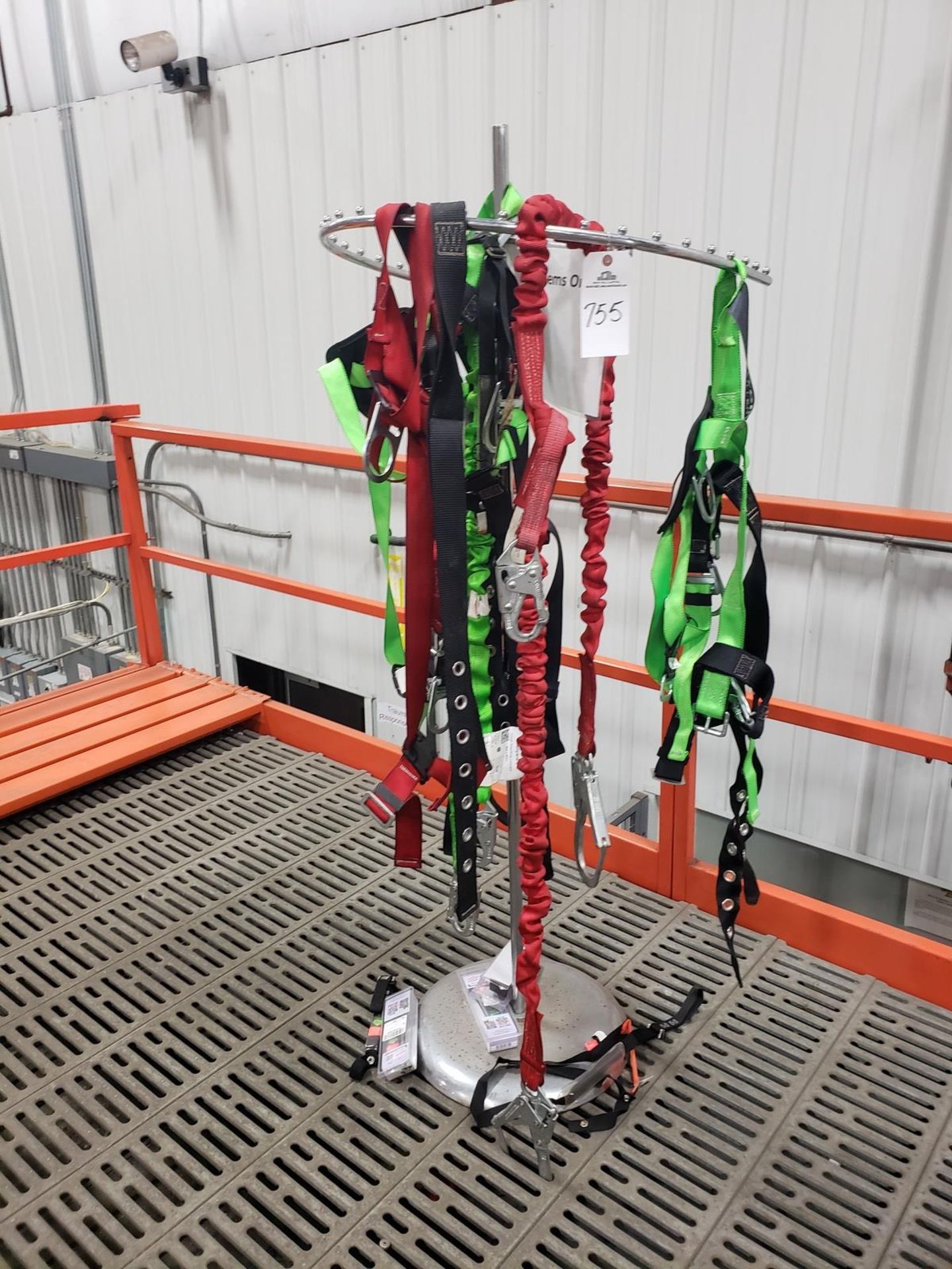 Lot of Fall Protection Safety Harness W/Storage Rack | Rig Fee $50
