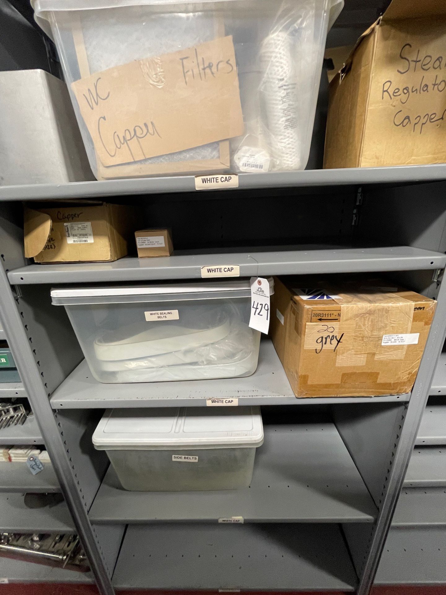 Contents of Storage Shelf Section, Spare Parts | Rig Fee $125