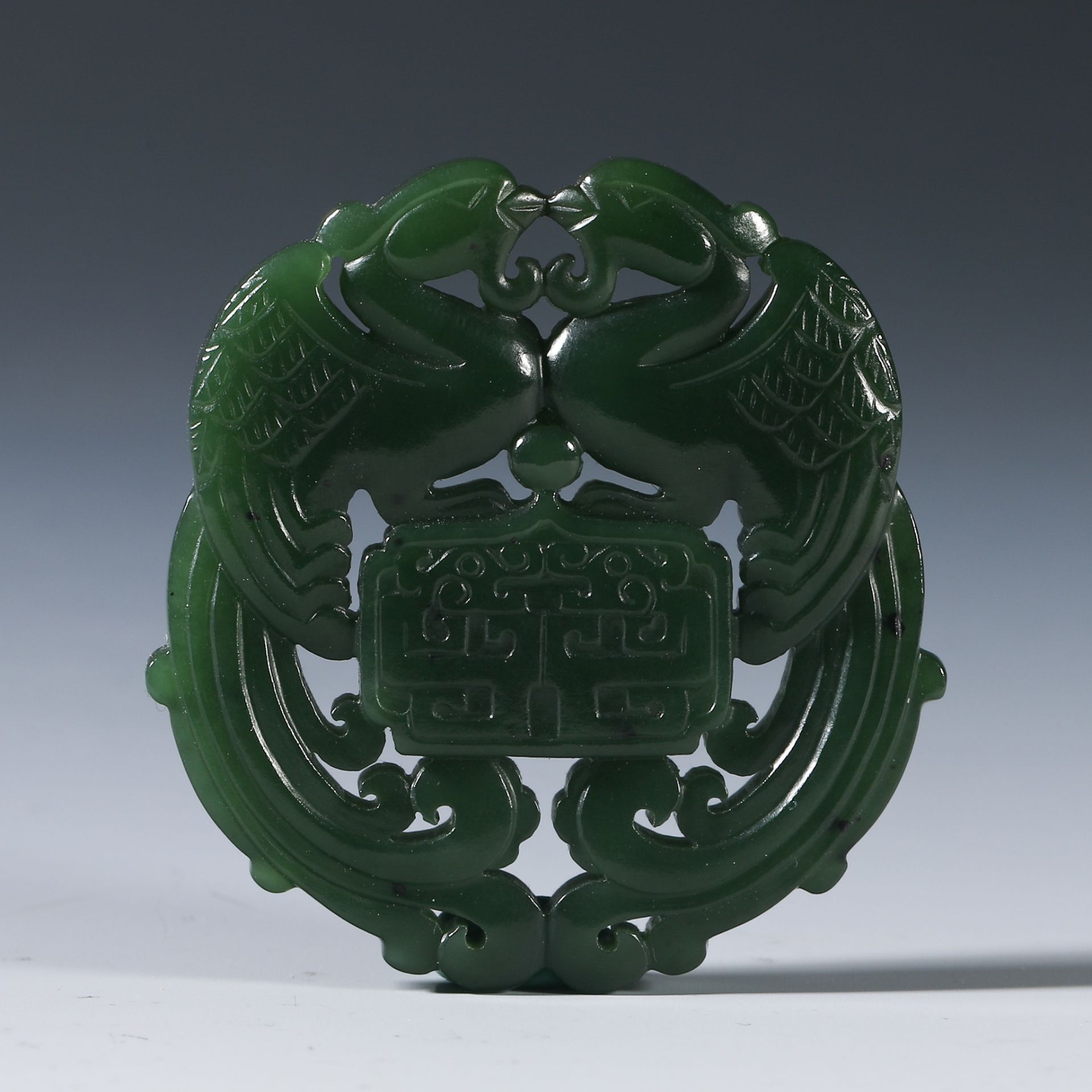 He Tian jasper double phoenix Pei from the Qing Dynasty 