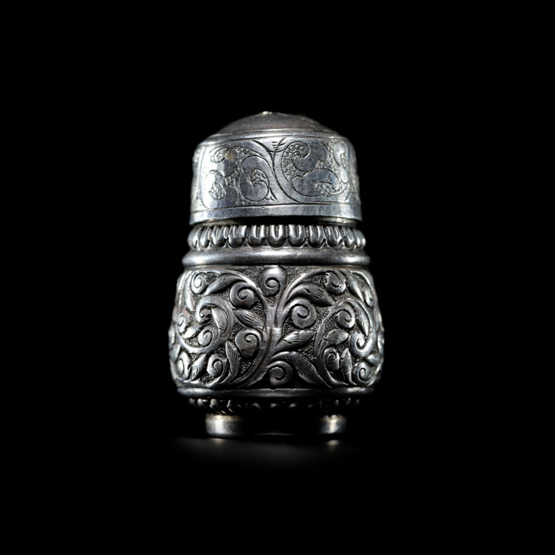 Wrapped branch lotus pattern Solid silver bottle from India