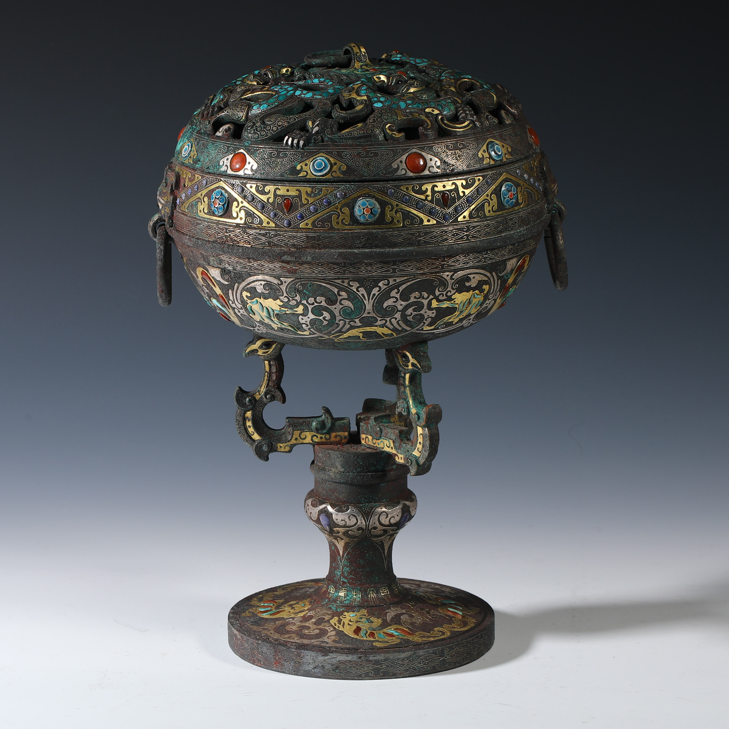 Gilded bronze and gold incense burner from the Han dynasty  