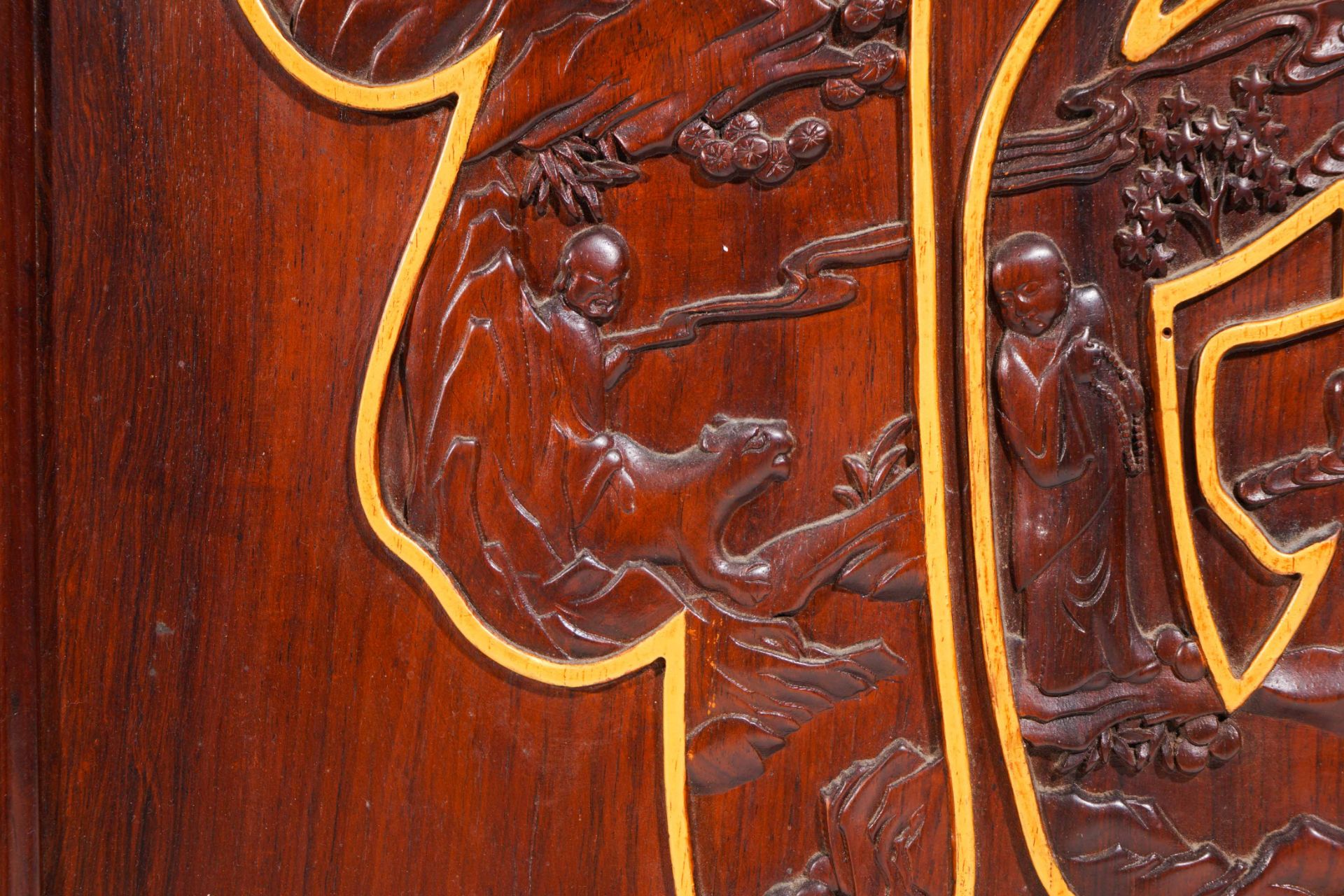 Old mahogany Fu Shou hanging screen in The republic of China - Image 8 of 15