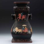 Lacquerware chariot and horse traveling square pot from the Han Dynasty