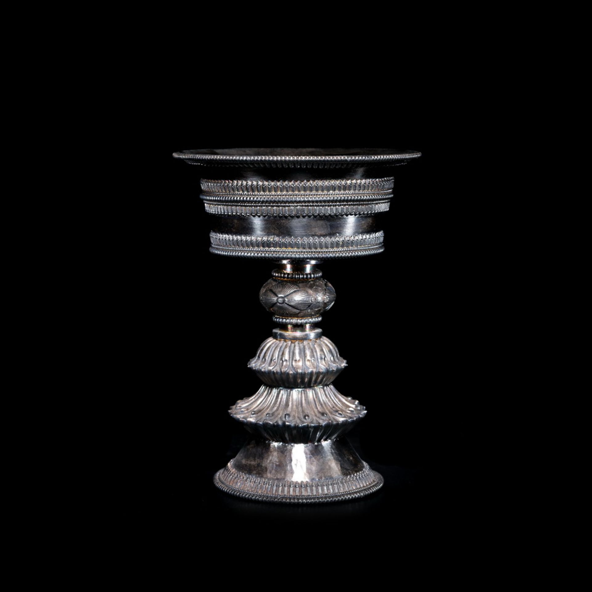 Sterling silver ghee lamp from the Qing  dynasty