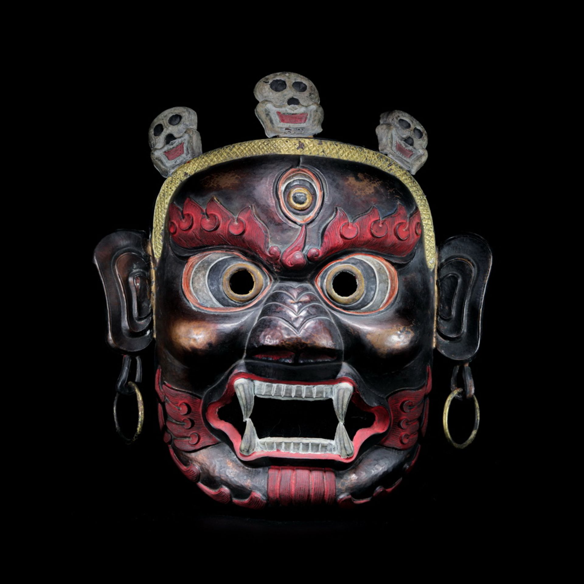 Copper big black sky mask from Tibet